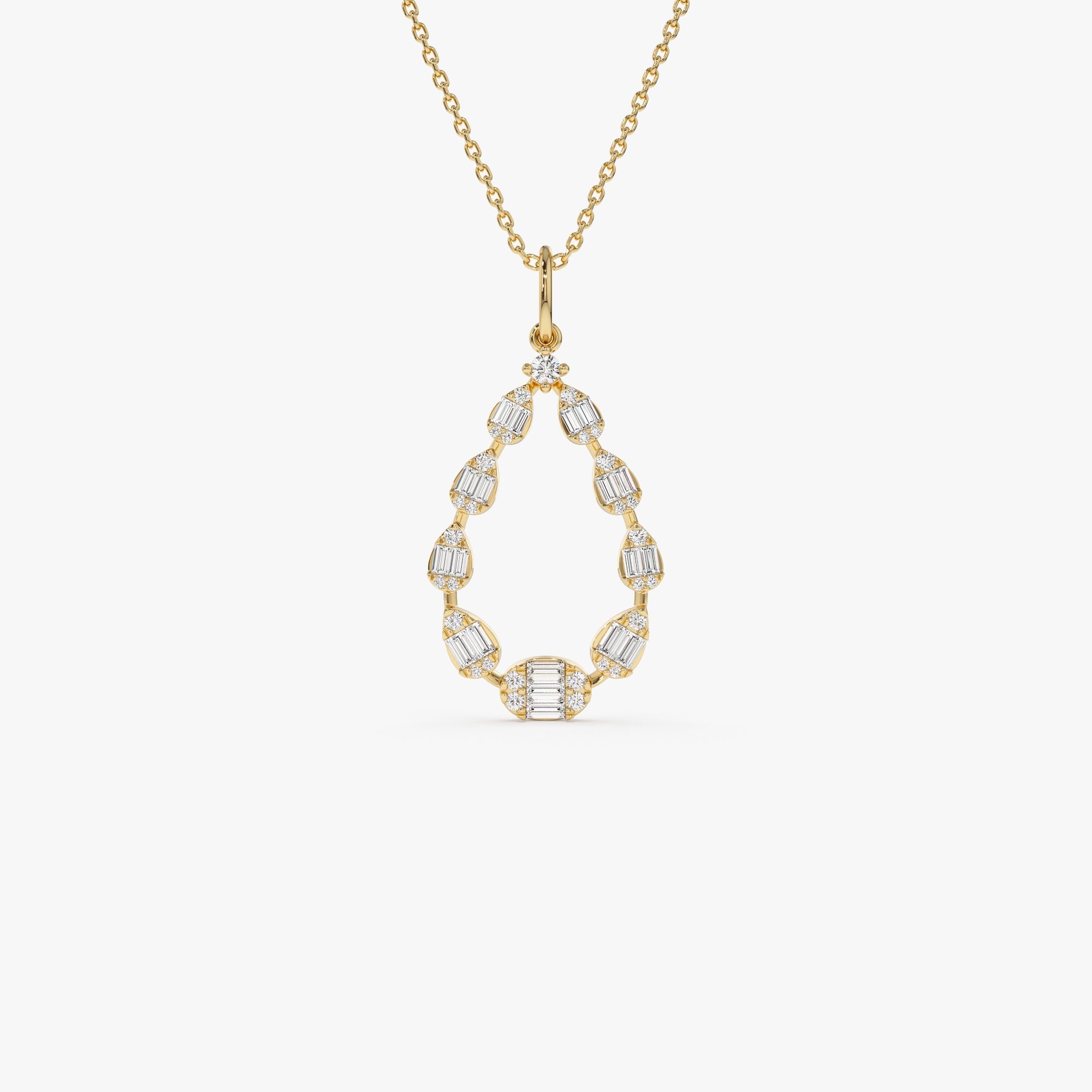 OBFJ0552 - 14k Elegant Diamond Pear Shape Necklace 1