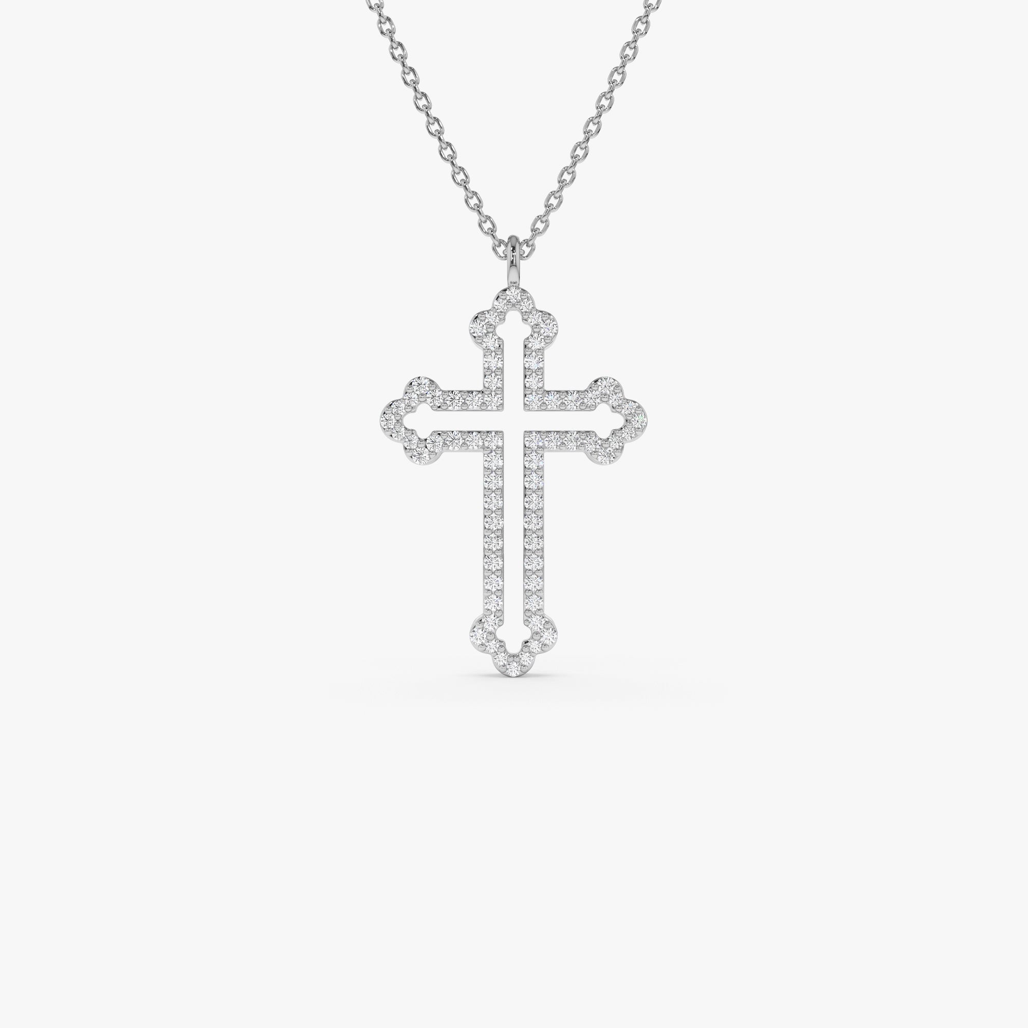 OBFJ0628 - 14k Gold Pavé Diamond Cross Pendant Necklace 7