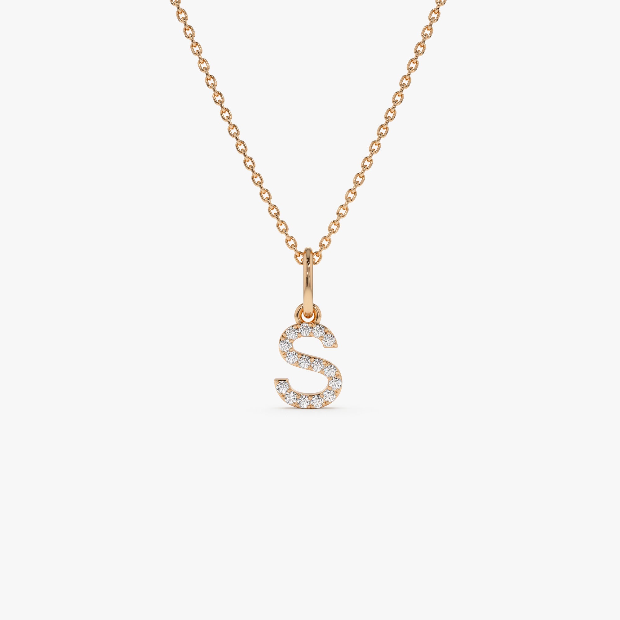 OBFJ0406 - 14K Gold Diamond Initial Pendant on a Bail 5