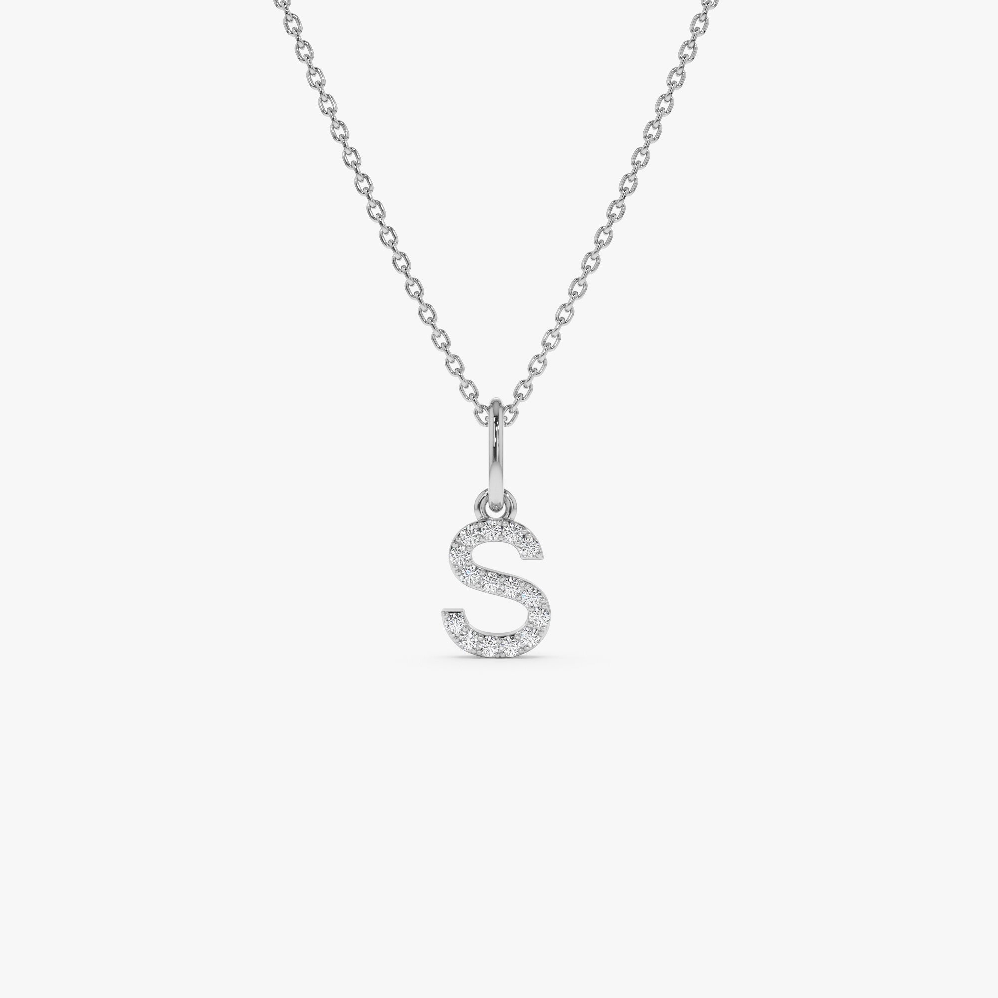 OBFJ0406 - 14K Gold Diamond Initial Pendant on a Bail 6