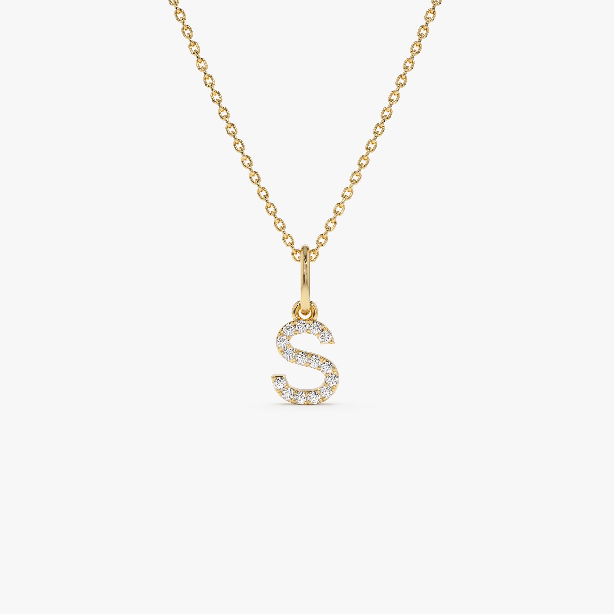 OBFJ0406 - 14K Gold Diamond Initial Pendant on a Bail 1