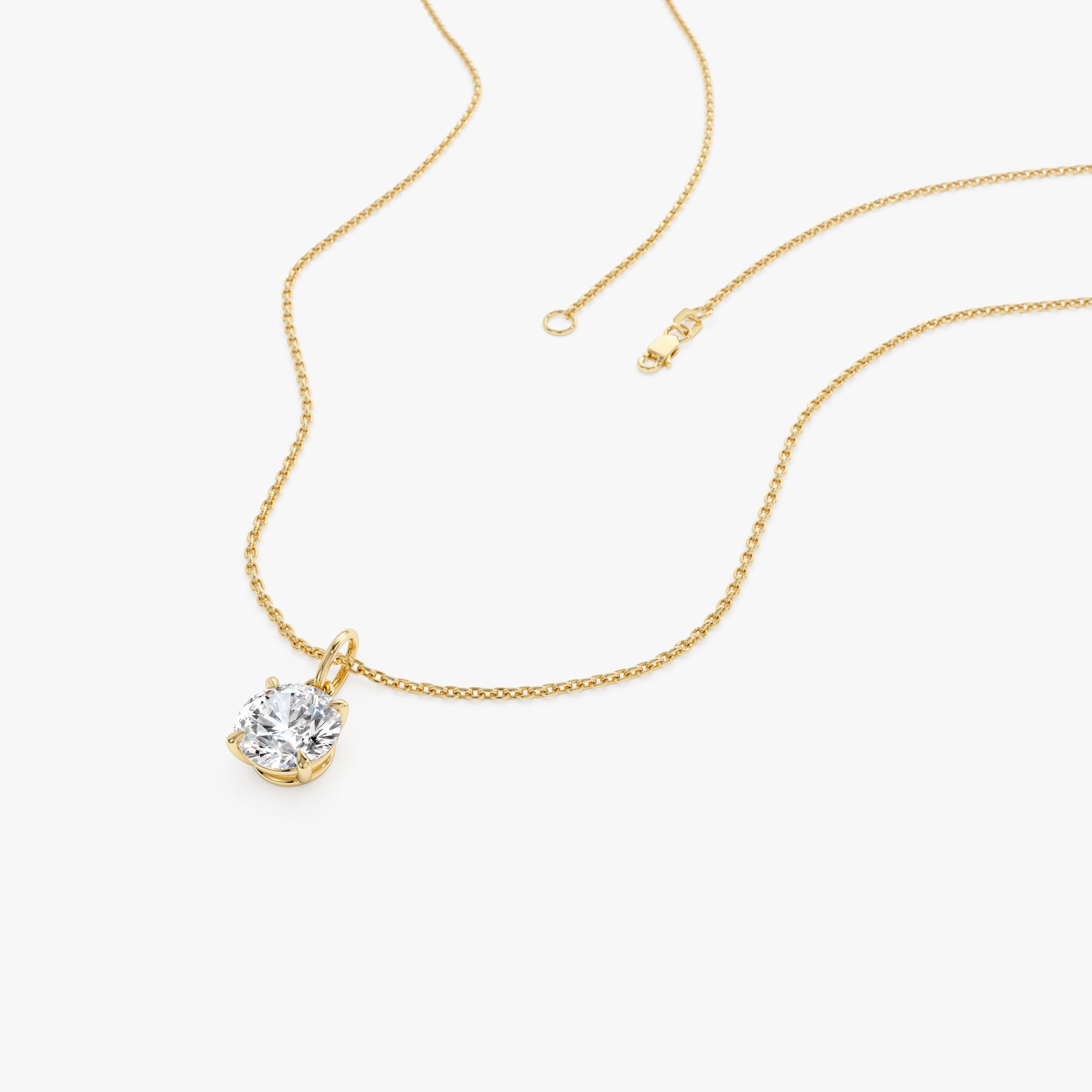OBFJ0421 - 1.00 Ctw 14k Round Solitaire Lab Grown Diamond Classic Charm Necklace - Fania 8
