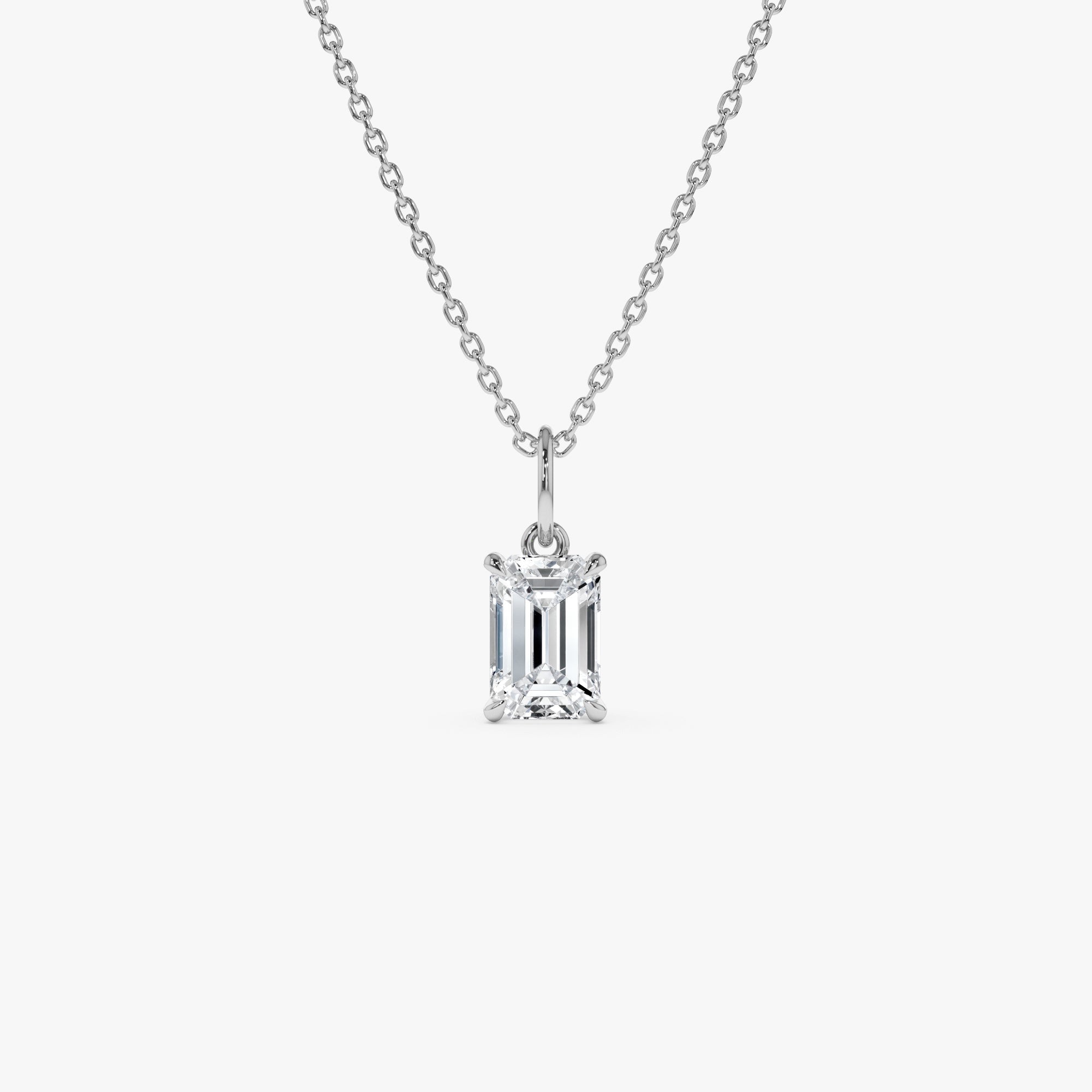OBFJ0422 - 1.00 Ctw 14k Emerald Cut Lab Grown Diamond Classic Charm Necklace - Rina 6