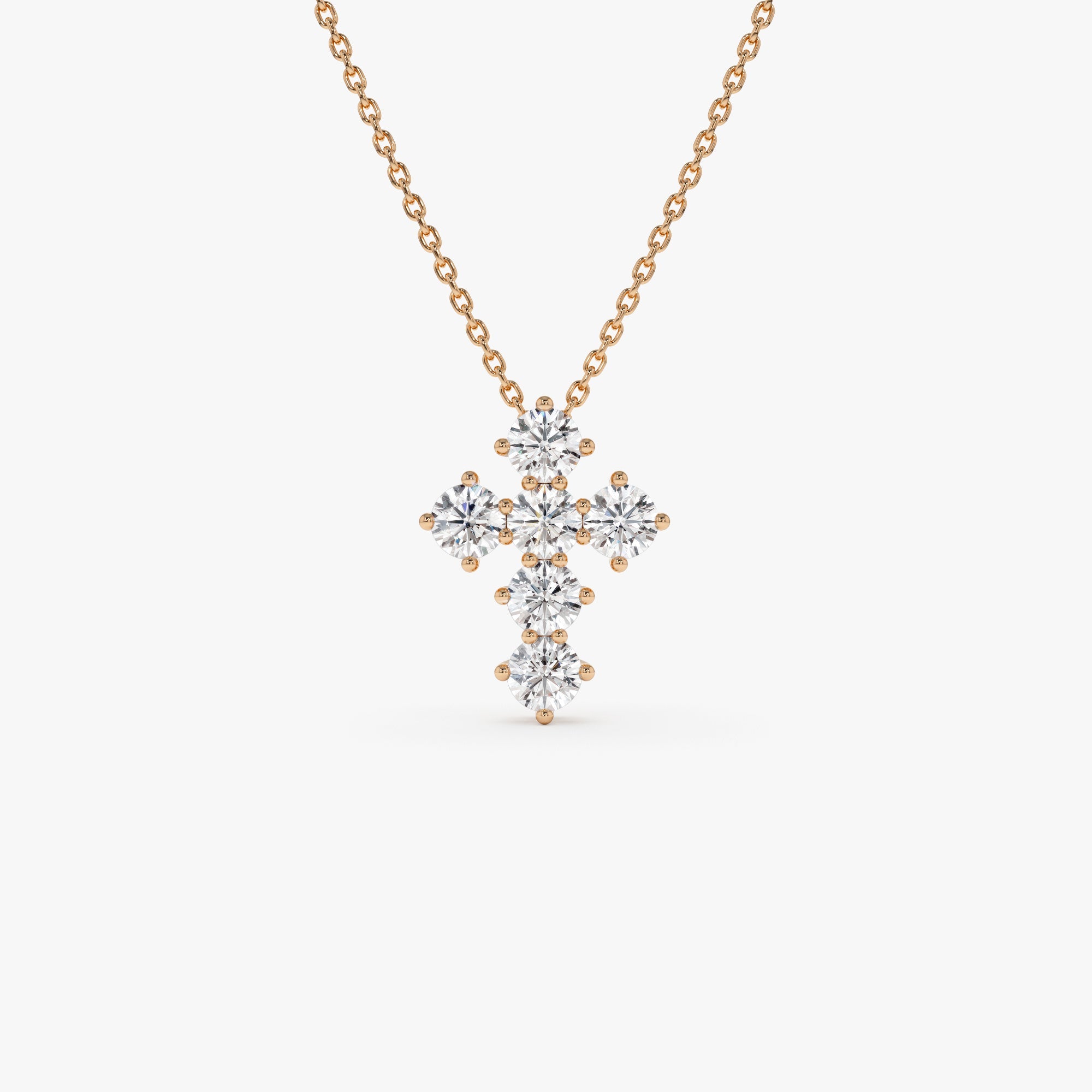 OBFJ0508 - 14k 0.99 Ctw Round Brilliant Lab Grown Diamond Cross Necklace - Imani 6