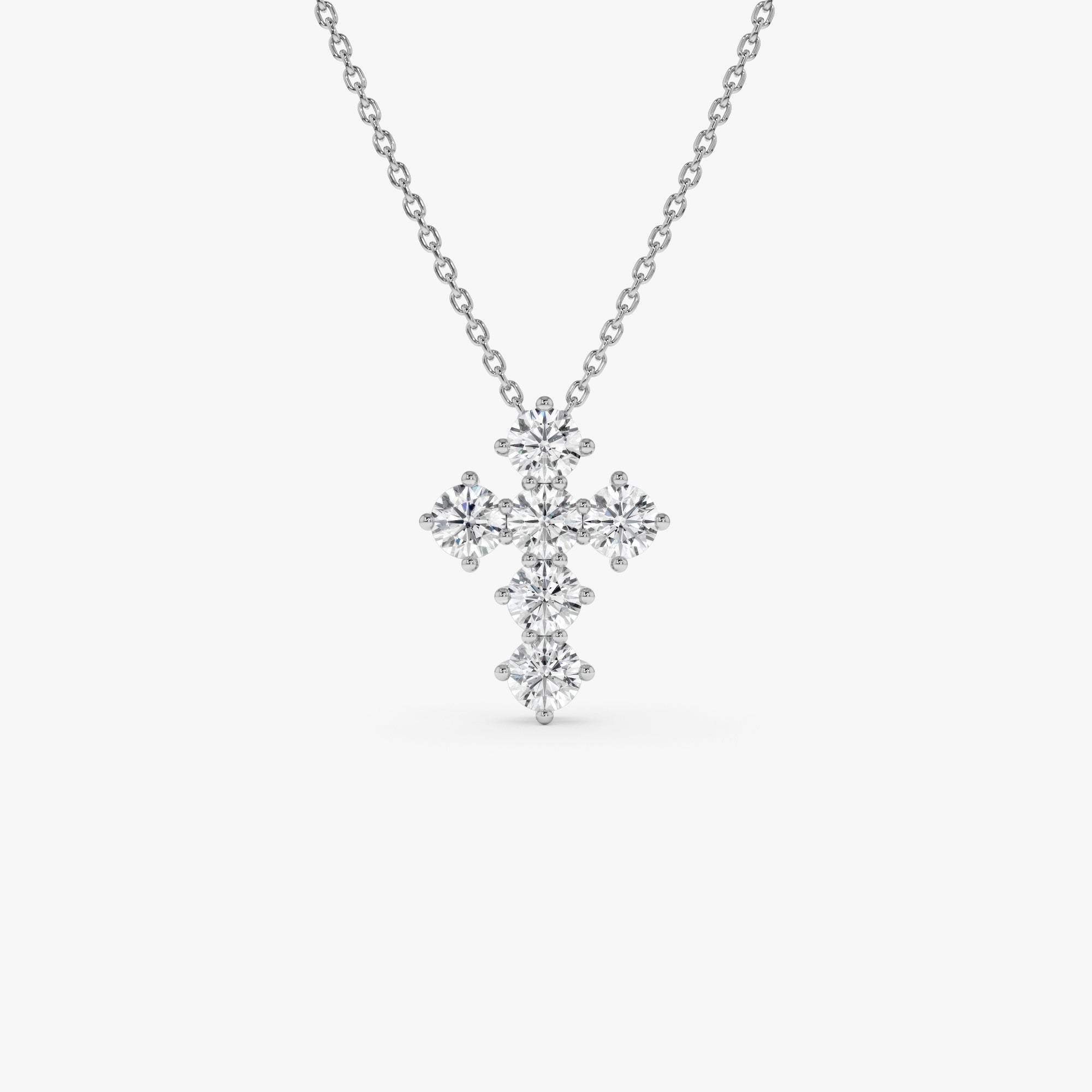 OBFJ0508 - 14k 0.99 Ctw Round Brilliant Lab Grown Diamond Cross Necklace - Imani 7