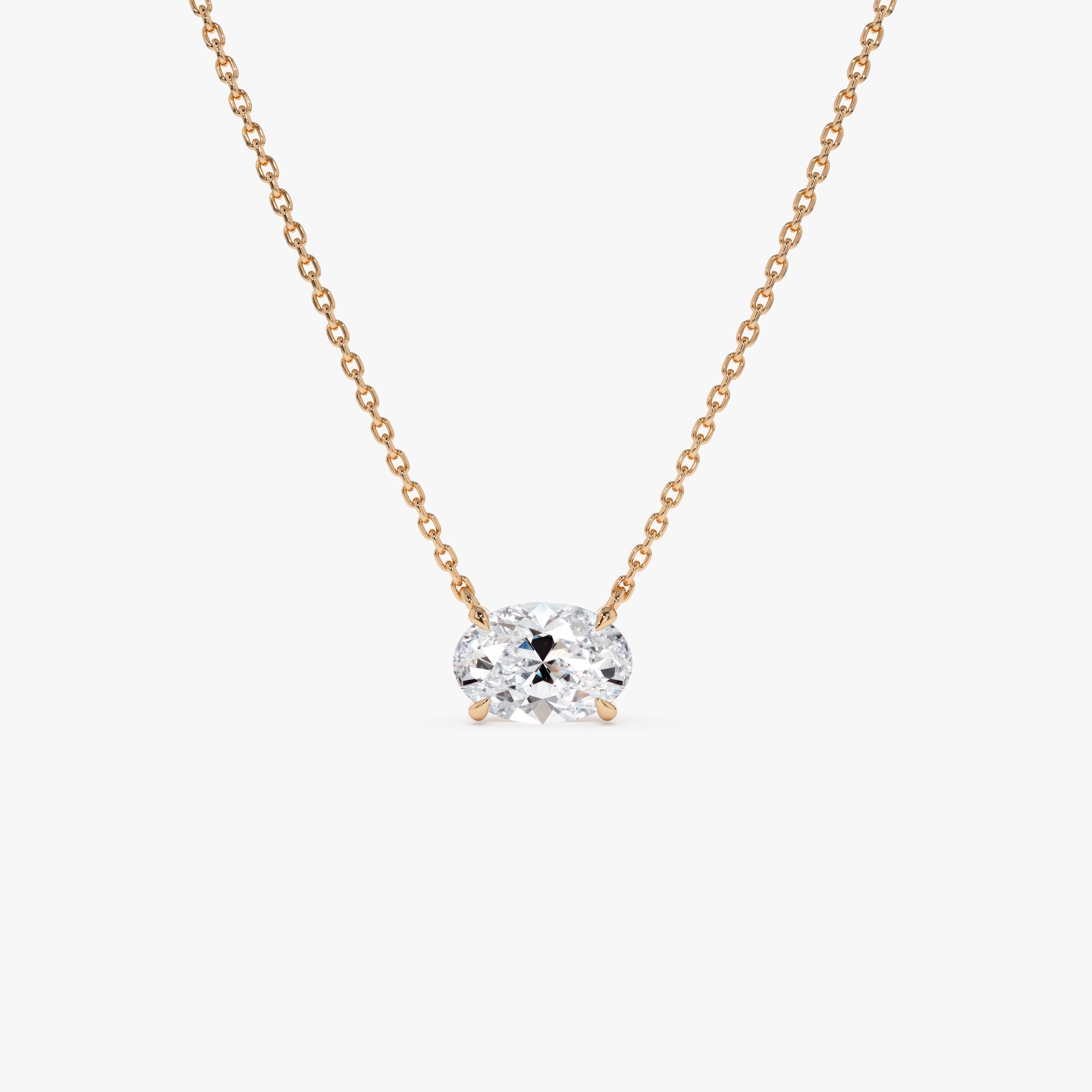 OBFJ0541 - 1.00 Ctw 14k Prong Setting Oval Shape Lab Grown Diamond Solitaire Necklace - Mara 5