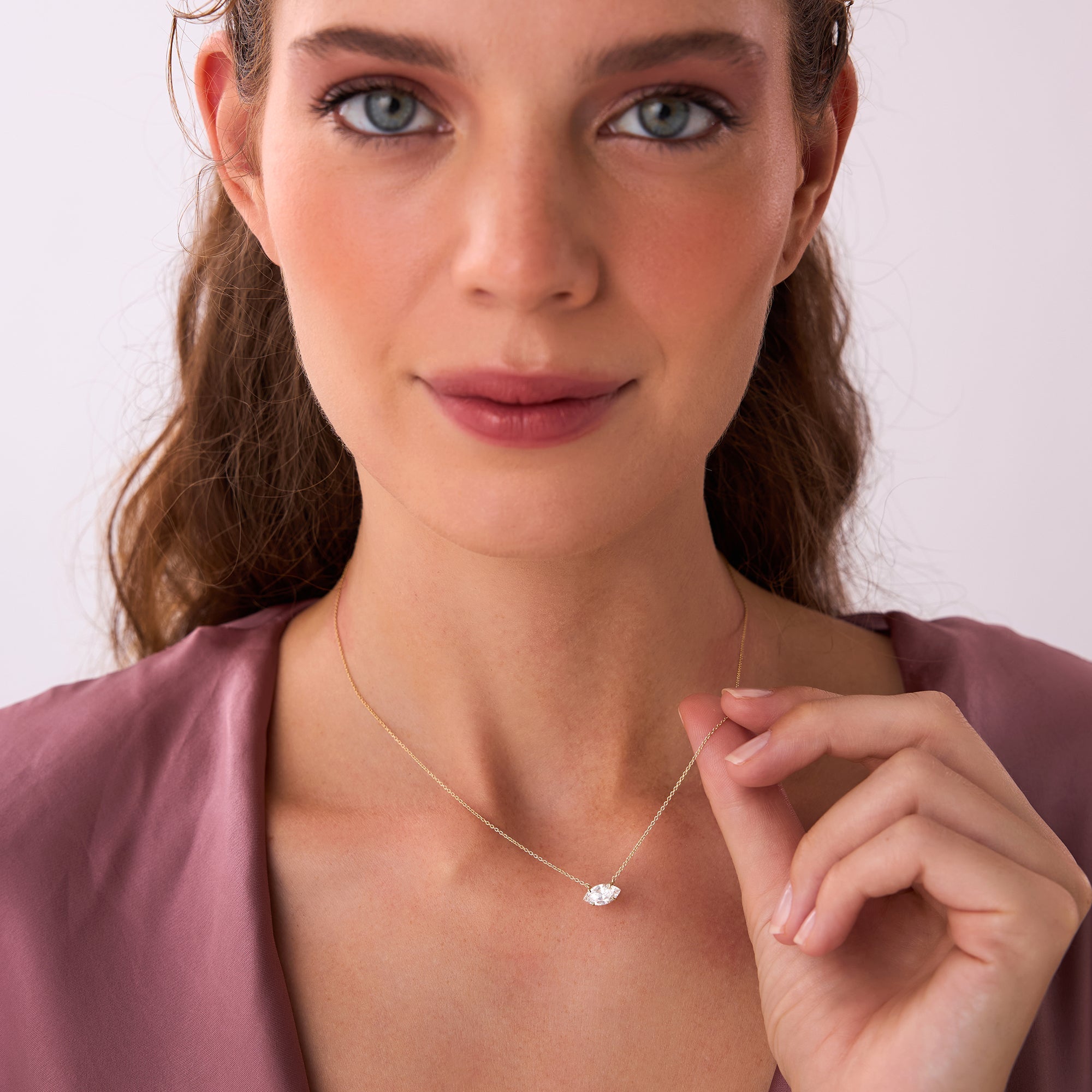 OBFJ0542 - 1.00 Ctw 14k Prong Setting Marquise Shape Lab Grown Diamond Solitaire Necklace - Lilia 5