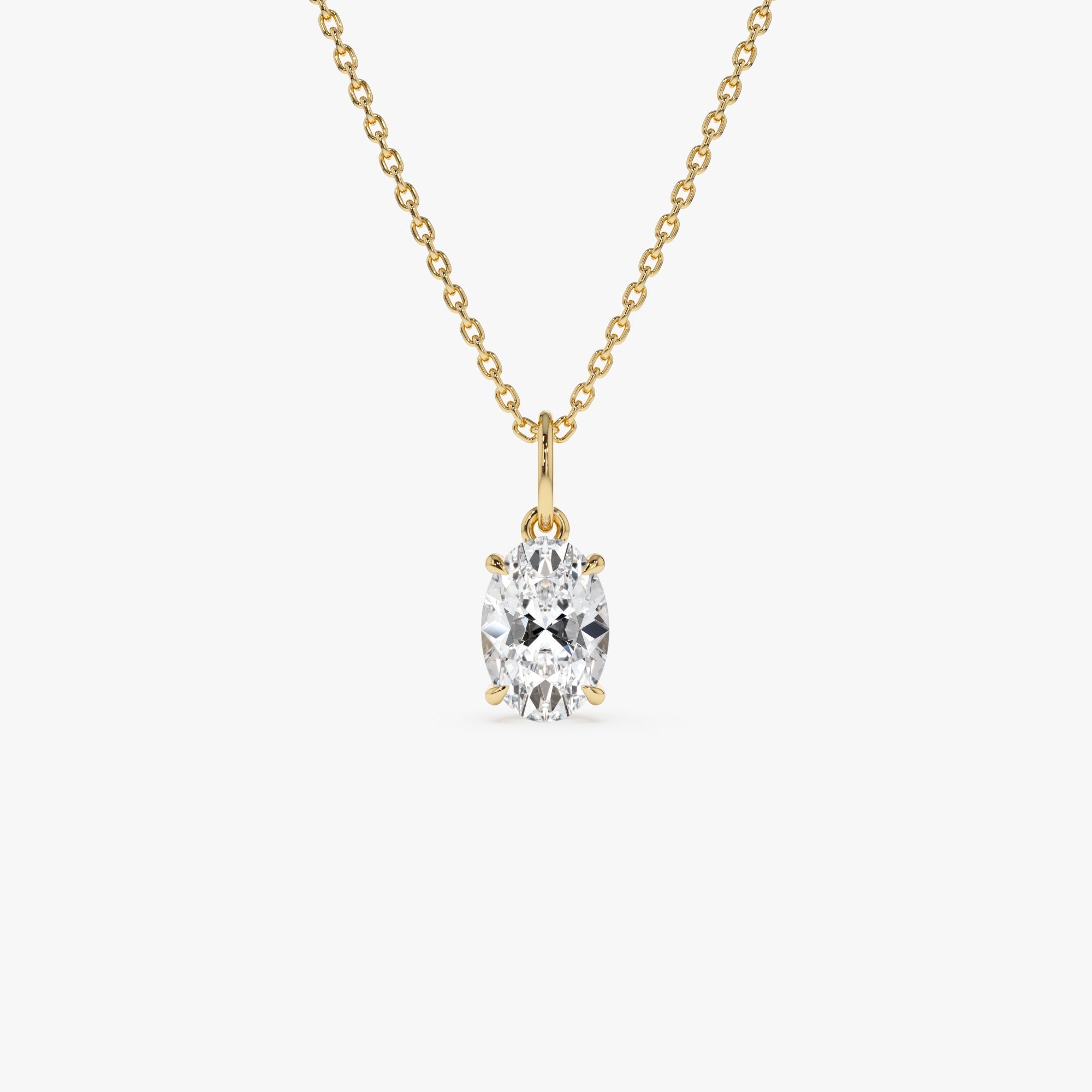 OBFJ0414 - 1.00 Ctw 14k Oval Shaped Lab Grown Diamond Classic Charm Necklace - Elda 1