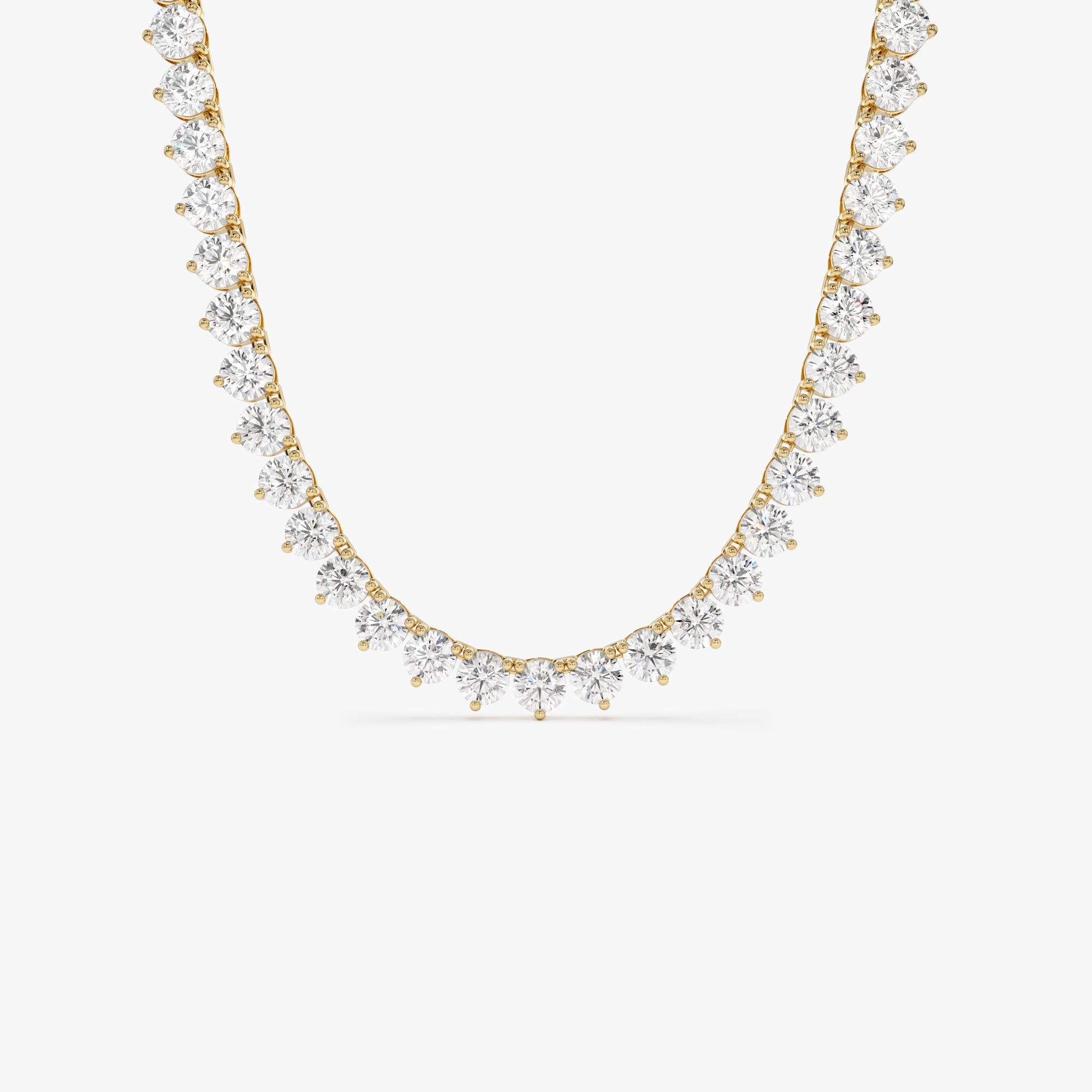 OBFJ0443 - 13.30ctw 14k Round Shaped Lab Grown Diamond Tennis Necklace - Dalia 1