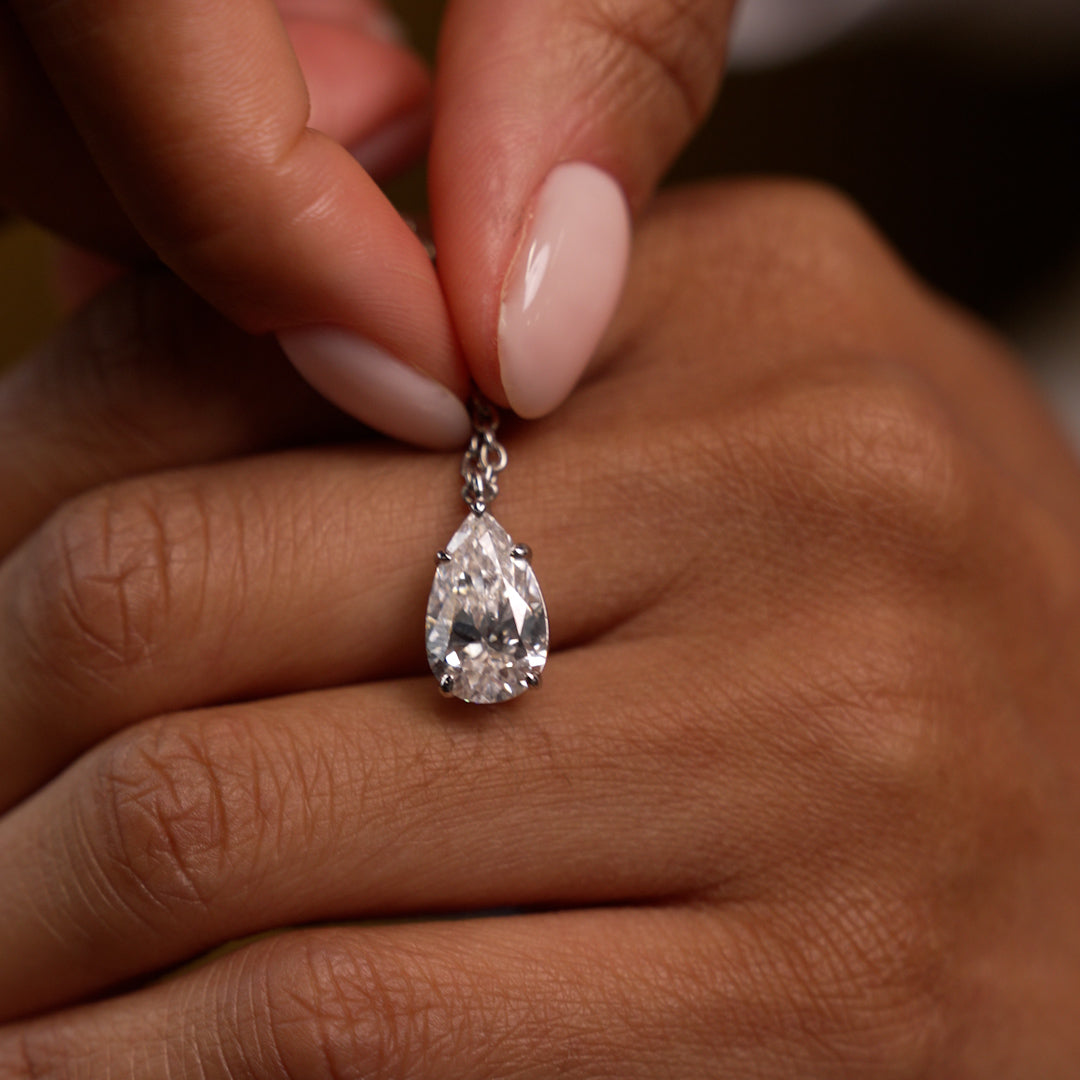 OBFJ0407 - 3.00 Ctw 14k Pear Shaped Lab Grown Diamond Statement Pendant Necklace - Clio 3