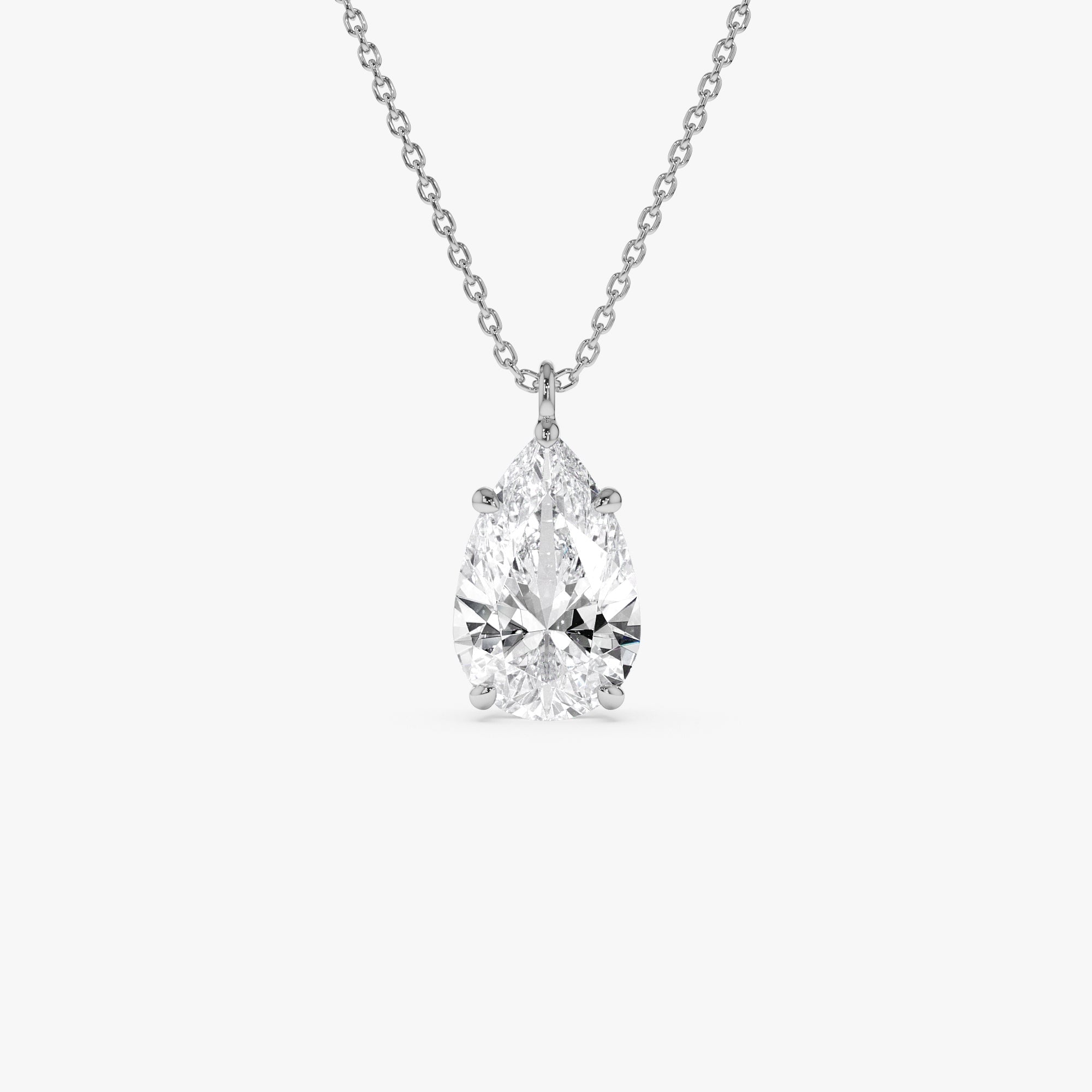 OBFJ0407 - 3.00 Ctw 14k Pear Shaped Lab Grown Diamond Statement Pendant Necklace - Clio 5