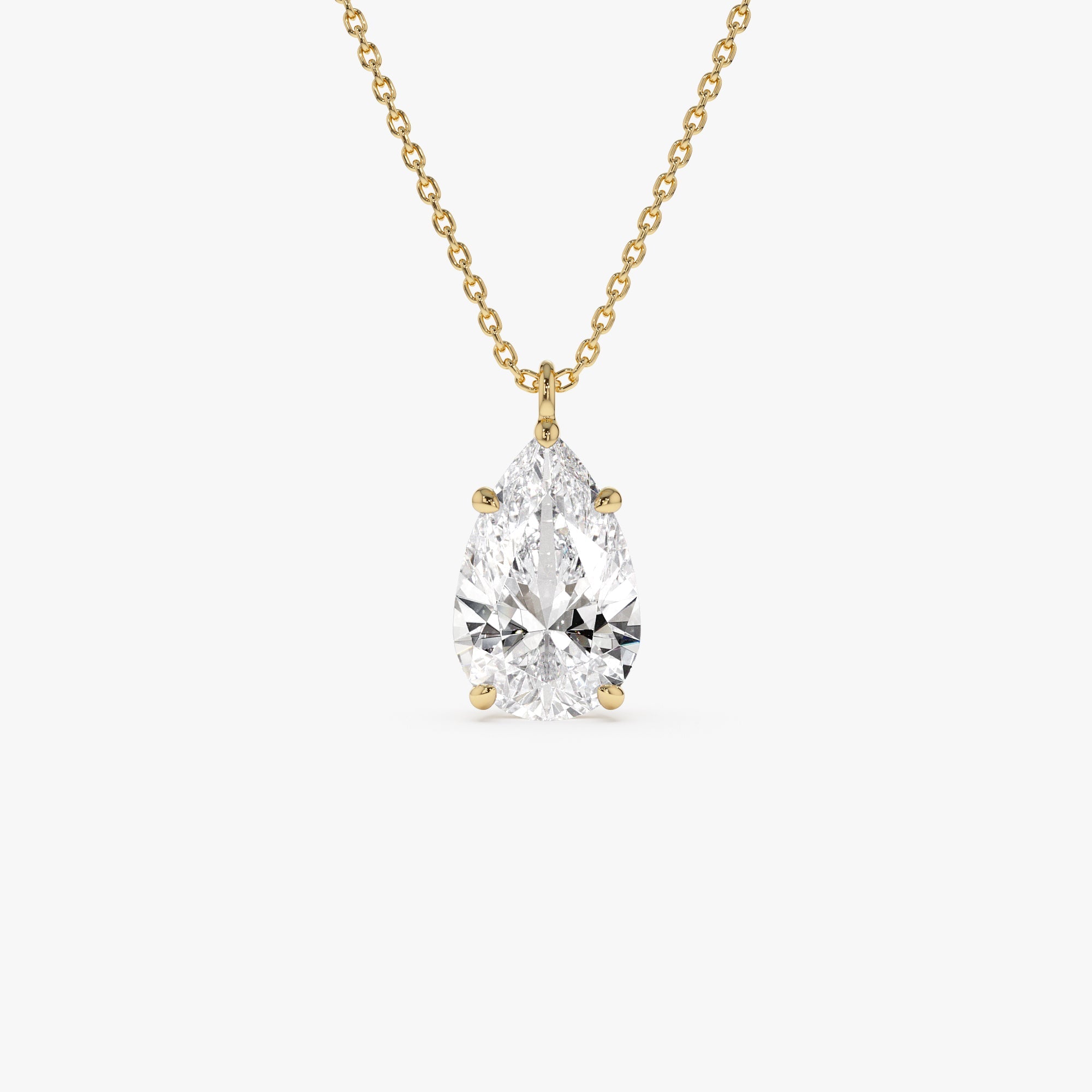 OBFJ0407 - 3.00 Ctw 14k Pear Shaped Lab Grown Diamond Statement Pendant Necklace - Clio 1