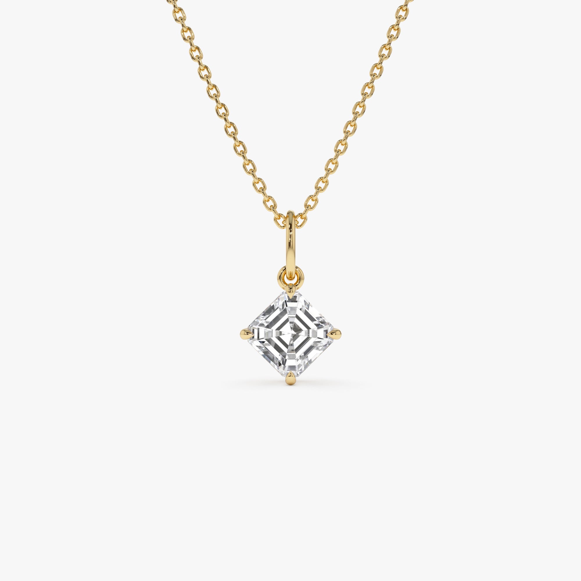 OBFJ0341 - 1.00 Ctw 14k Asscher Cut Lab Grown Diamond Classic Charm Necklace - Joice 1