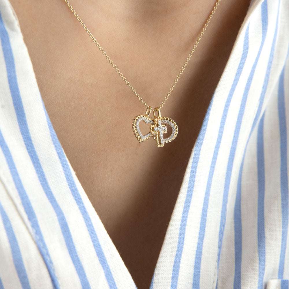 OBFJ0298 - 14k Gold Natural Diamond Open Heart Charm 5
