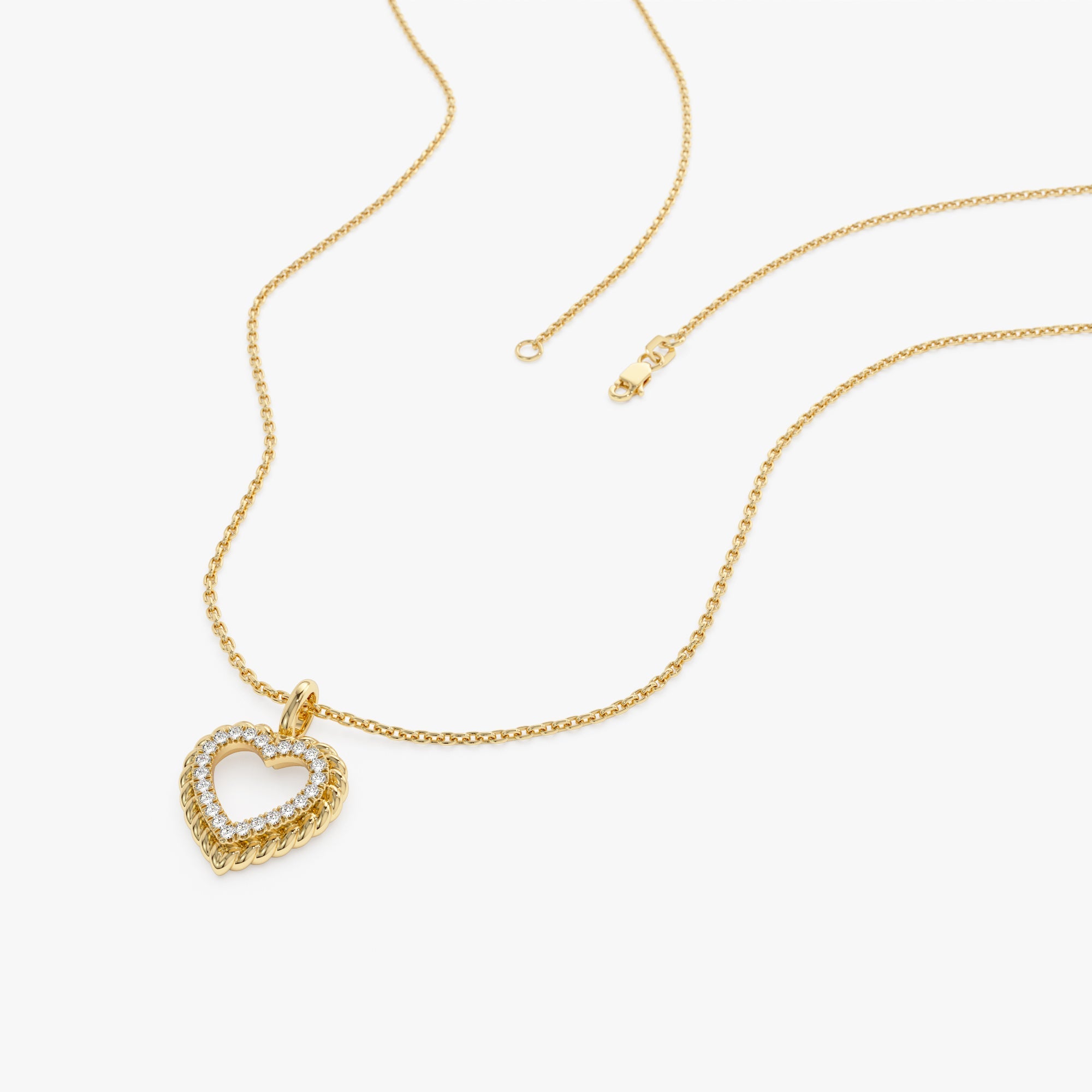 OBFJ0298 - 14k Gold Natural Diamond Open Heart Charm 6