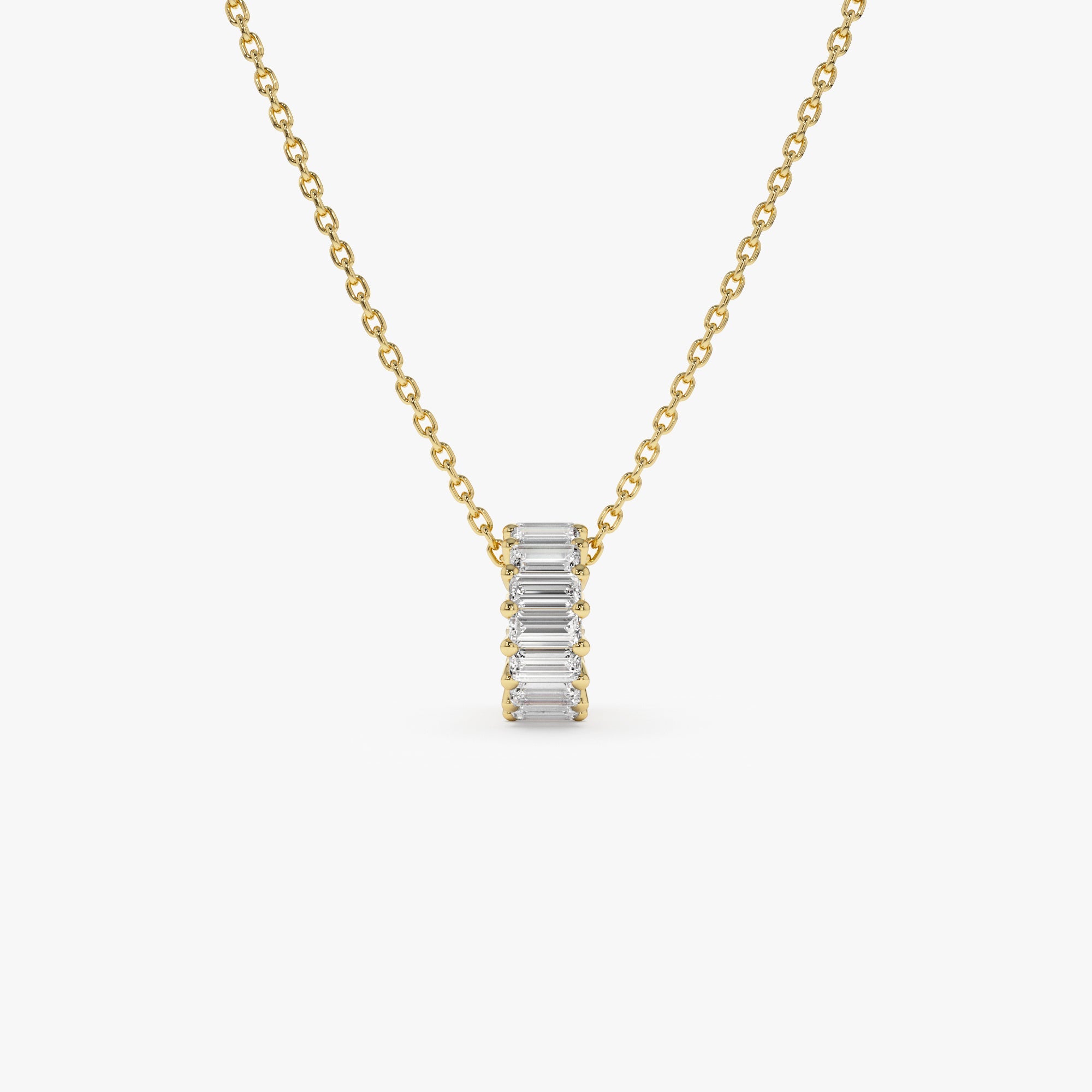 OBFJ0244 - 0.80 Ctw 14k Prong Setting Lab Grown Baguette Diamond Rondelle Charm - Velda 3