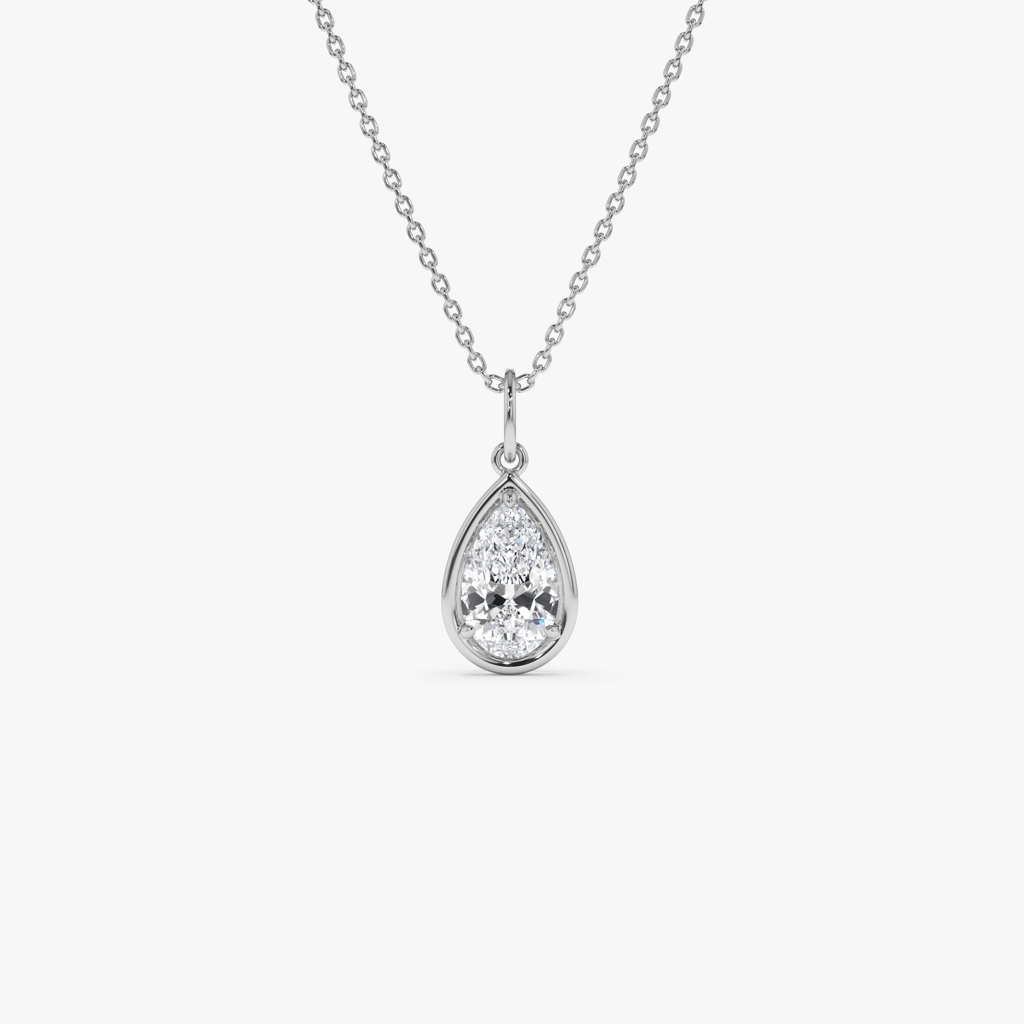 OBFJ0269 - 1 CTW 14k Pear Shaped Lab Grown Diamond Pendant Necklace - Vesta 2