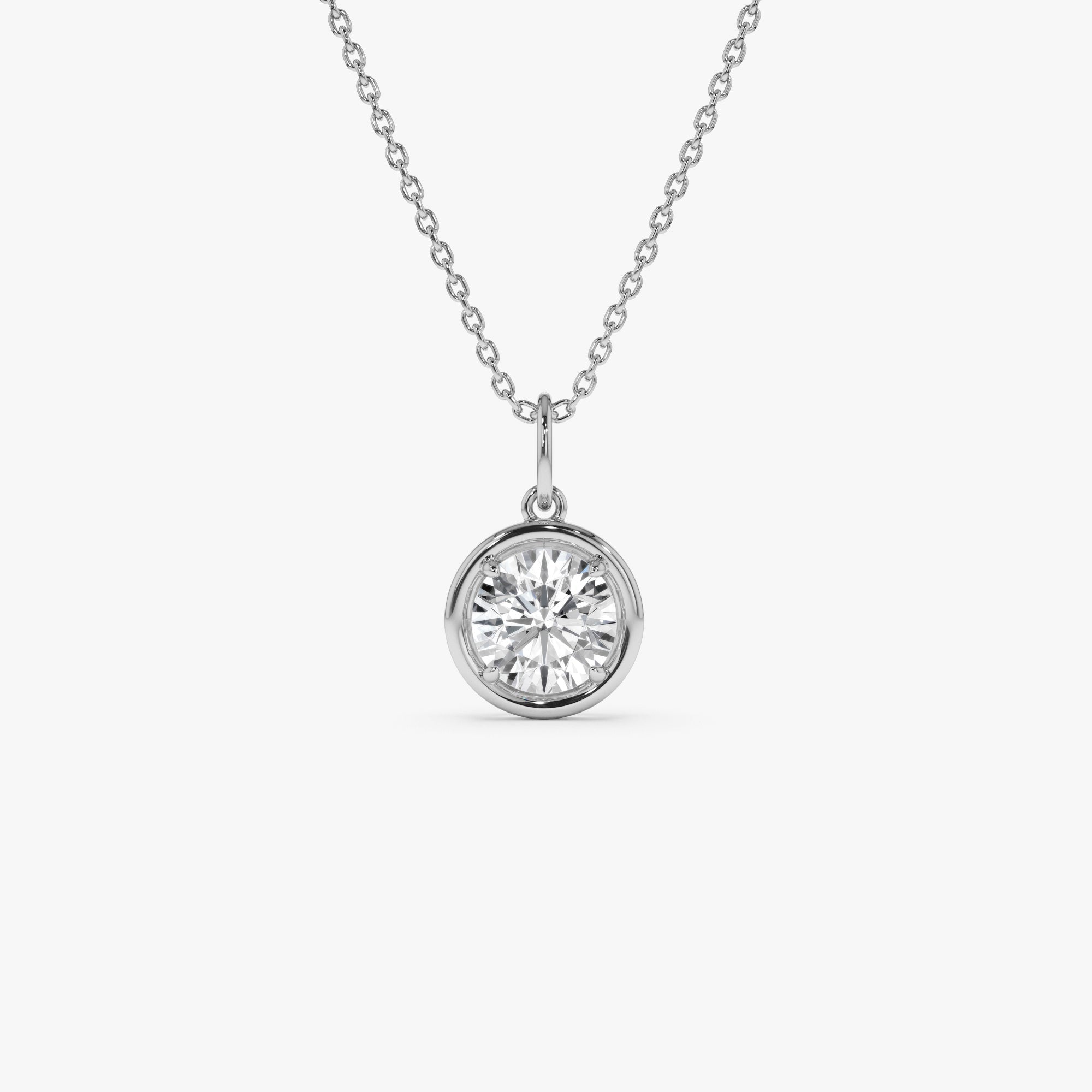 OBFJ0268 - 1 CTW 14k Round Shaped Lab Grown Diamond Pendant Necklace - Alira 2
