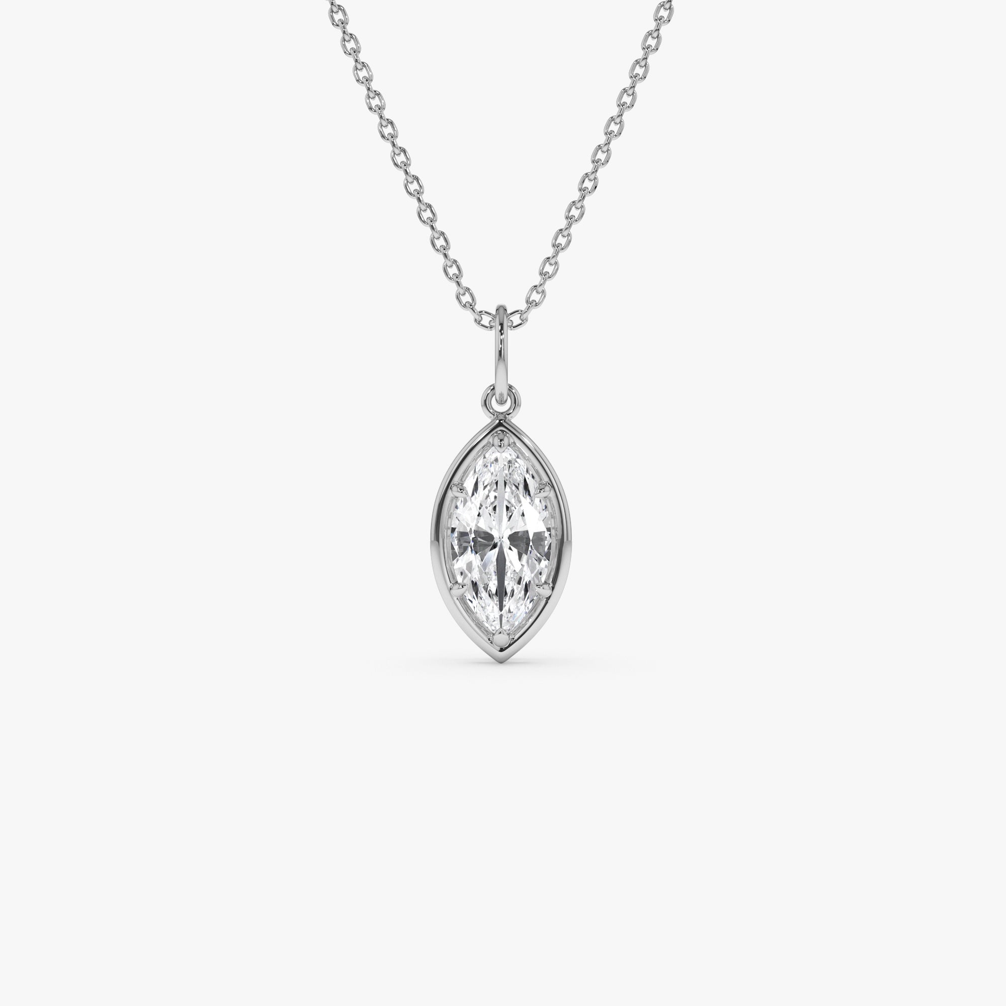 OBFJ0266 - 1 CTW 14k Marquise Shape Lab Grown Diamond Pendant Necklace - Daku 2
