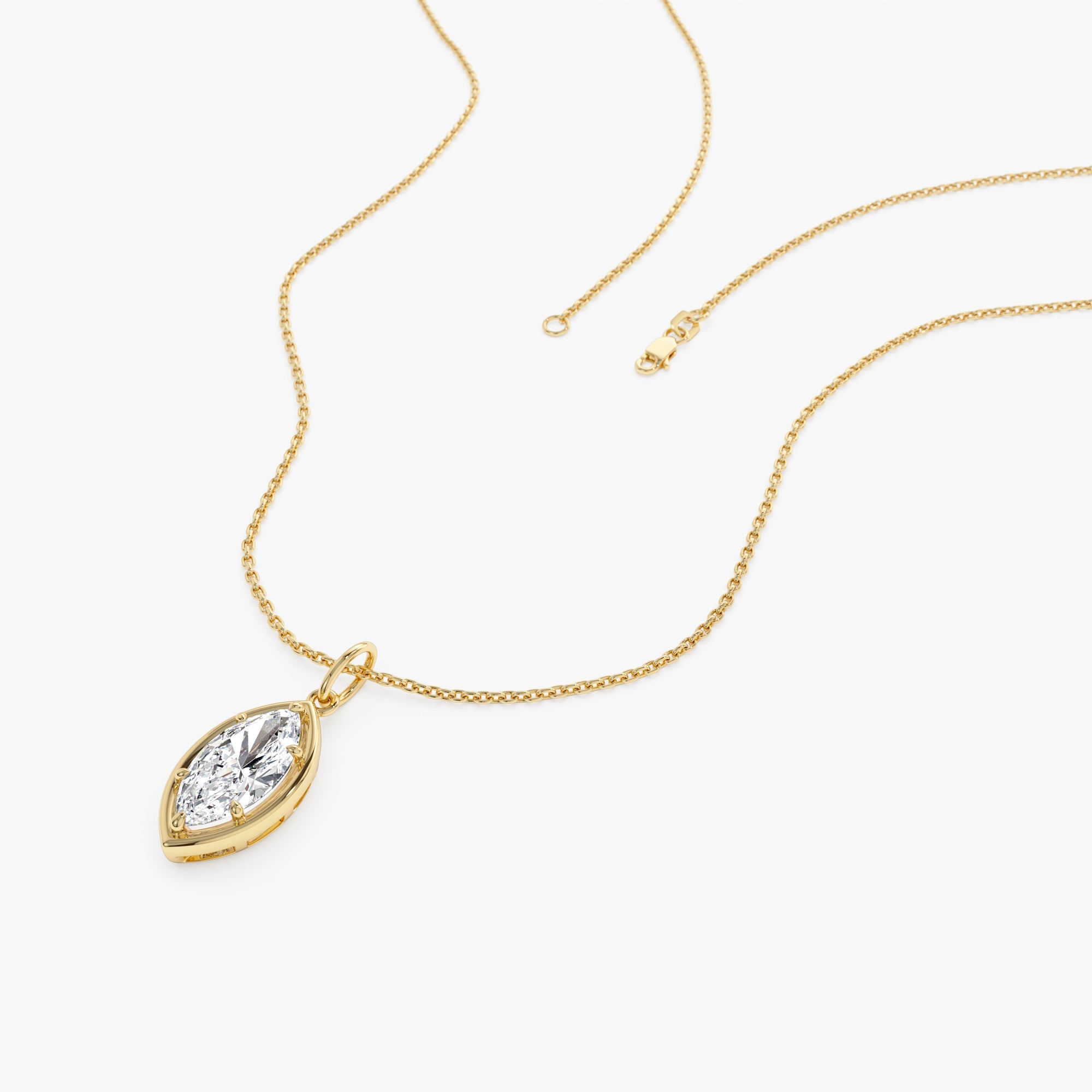 OBFJ0266 - 1 CTW 14k Marquise Shape Lab Grown Diamond Pendant Necklace - Daku 3