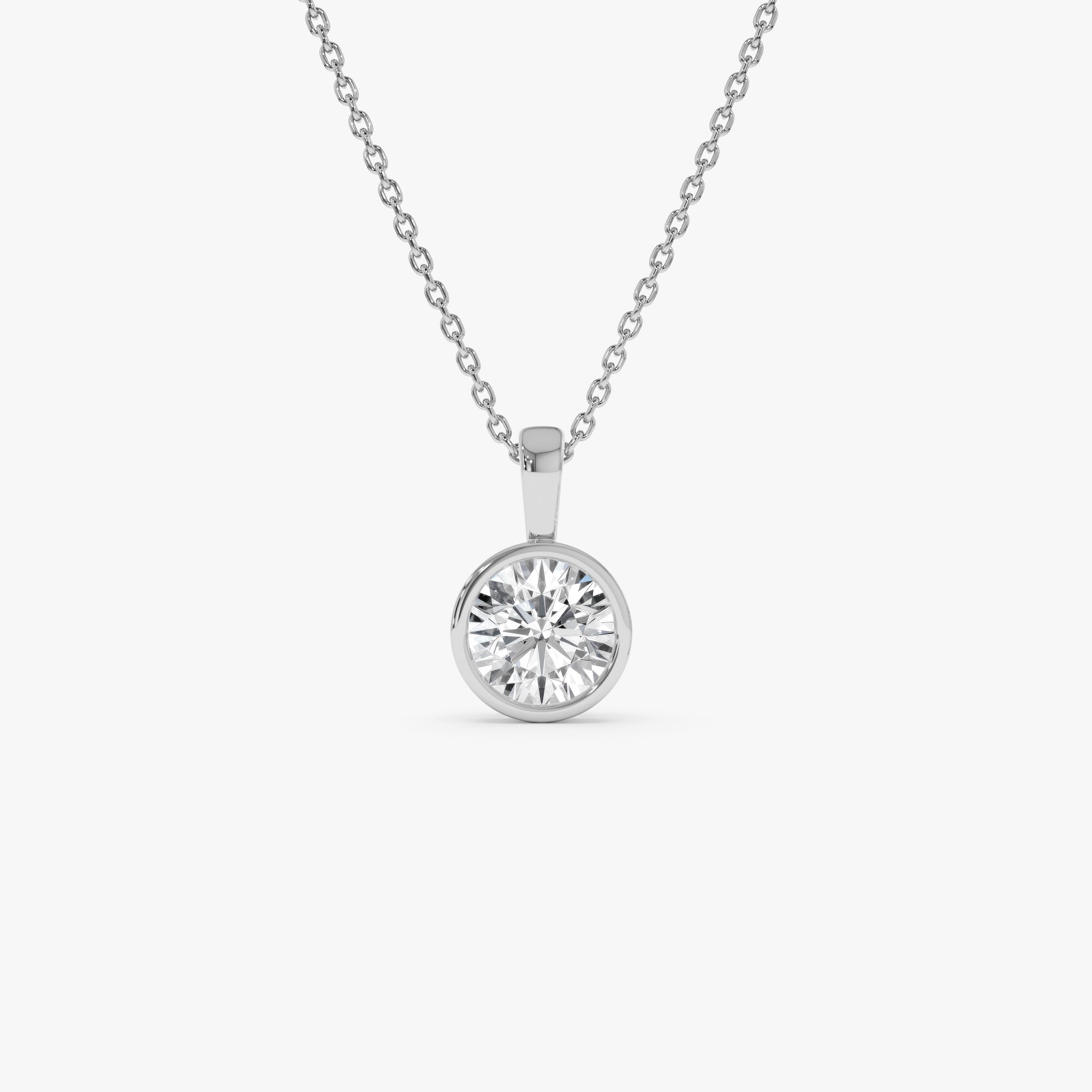 OBFJ0263 - 1 CTW 14K Lab Grown Bezel Set Round Diamond Charm - Yana 2