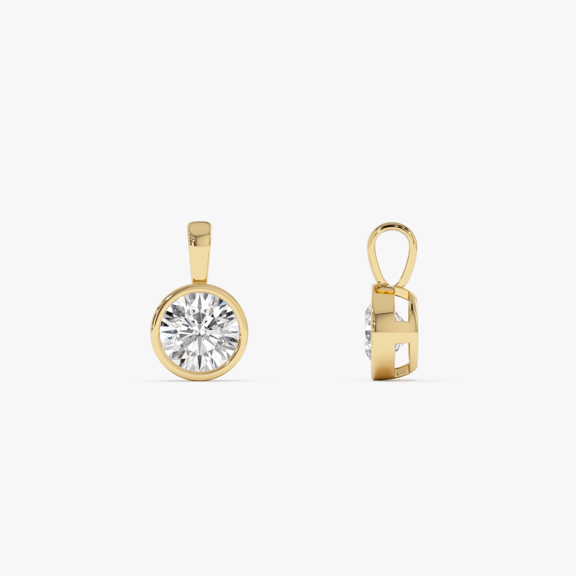 OBFJ0263 - 1 CTW 14K Lab Grown Bezel Set Round Diamond Charm - Yana 4