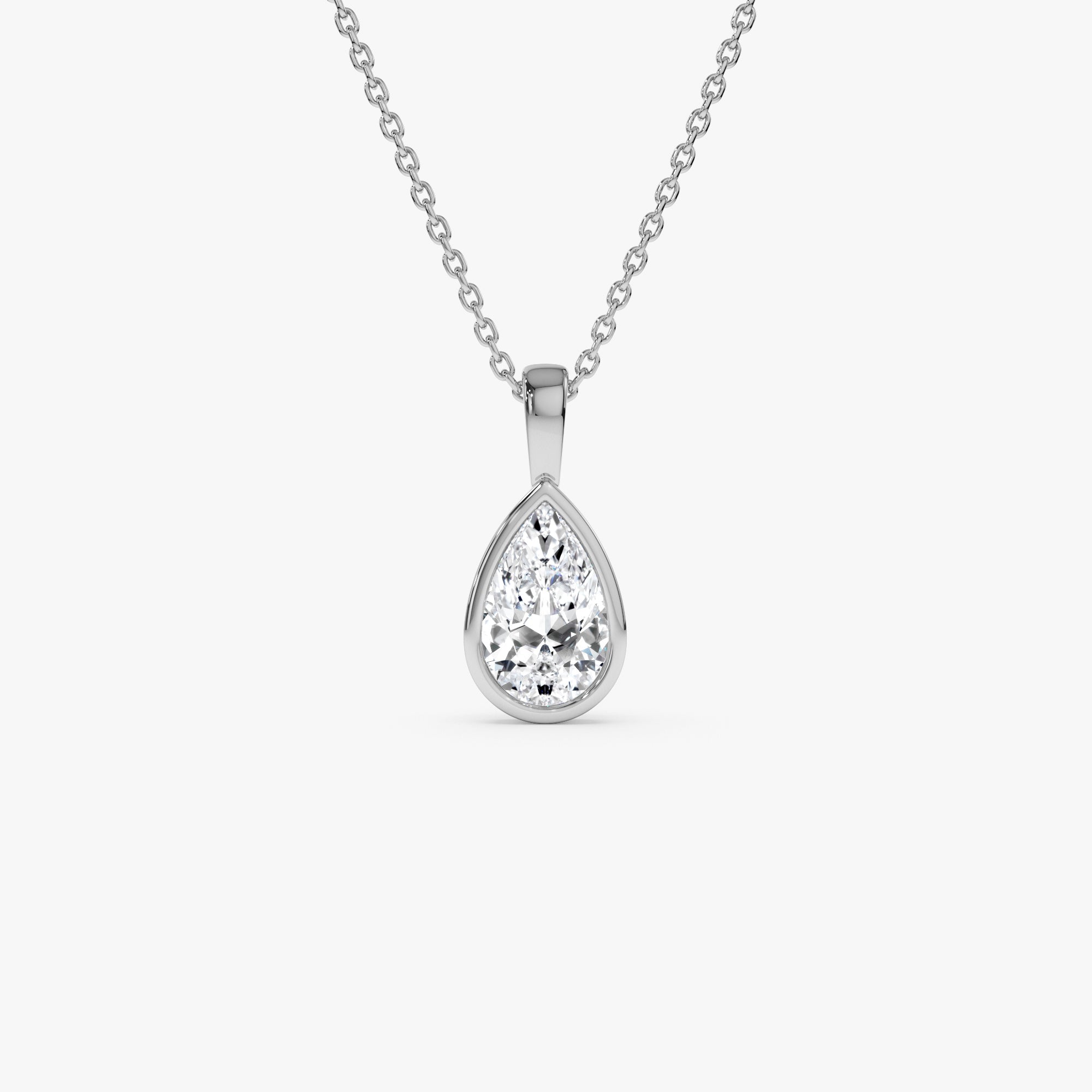 OBFJ0262 - 1 CTW 14K Lab Grown Bezel Set Pear Shape Diamond Charm - Yana 2