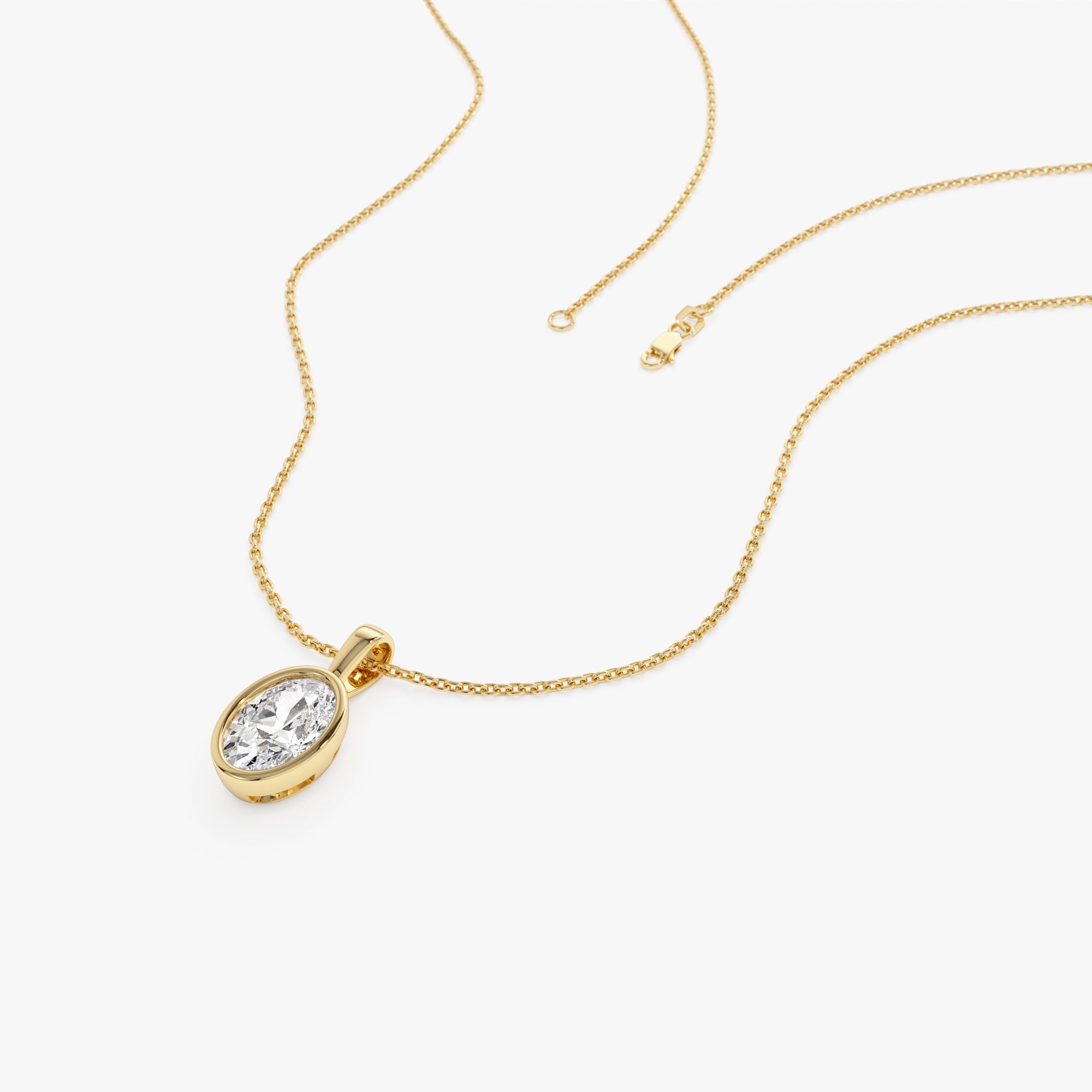 OBFJ0261 - 1 CTW 14K Lab Grown Bezel Set Oval Shape Diamond Charm - Yana 3