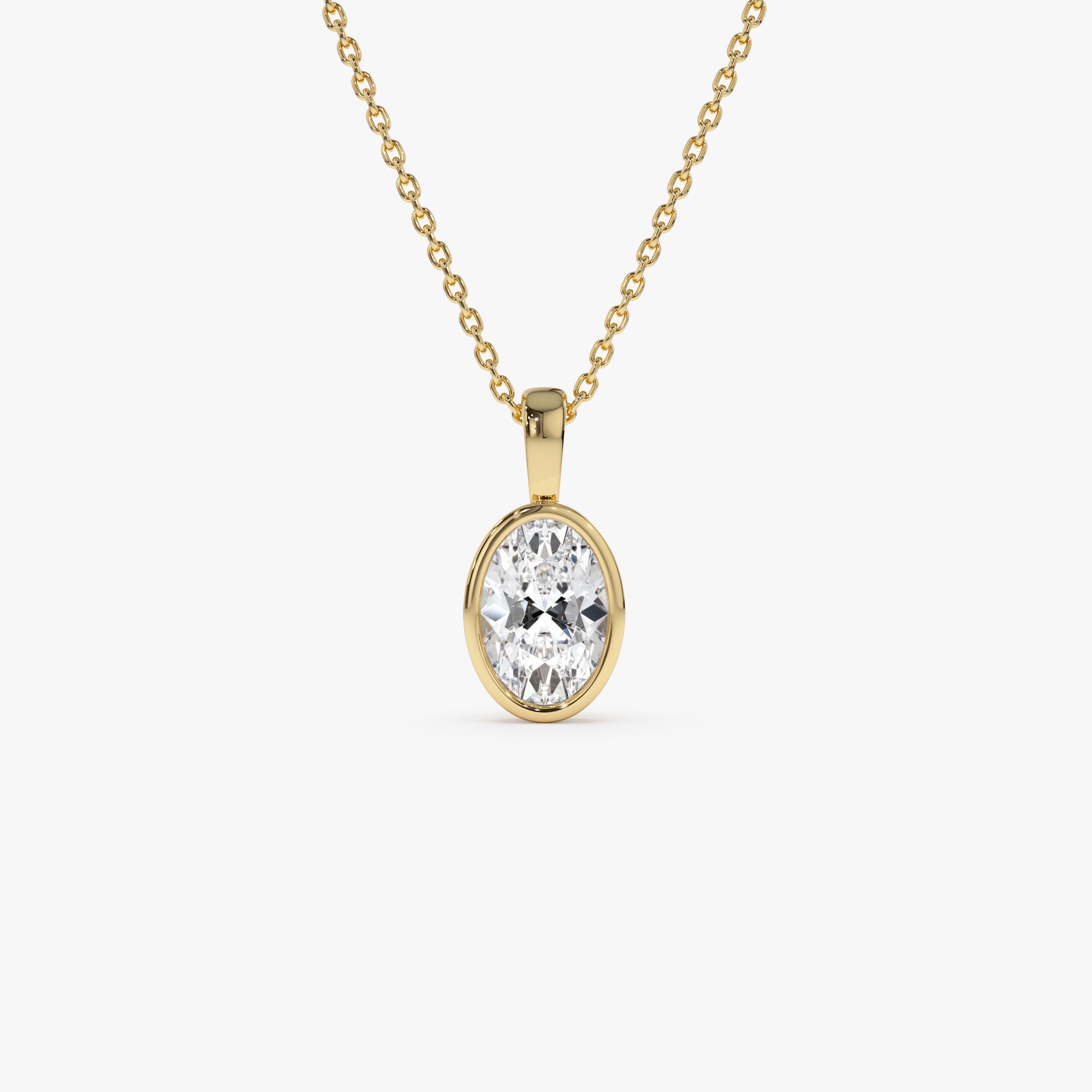 OBFJ0261 - 1 CTW 14K Lab Grown Bezel Set Oval Shape Diamond Charm - Yana 1