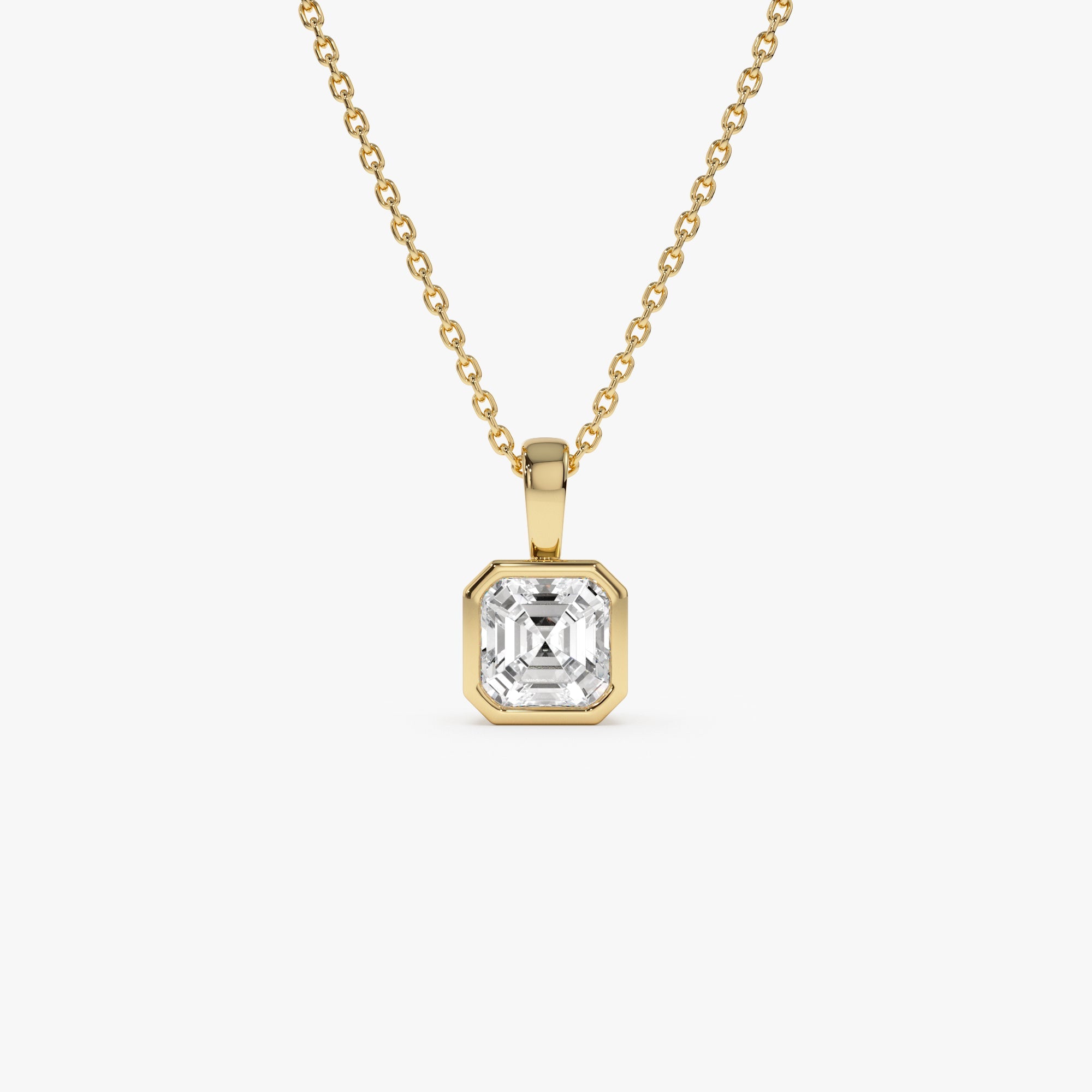 OBFJ0259 - 1 CTW 14K Lab Grown Bezel Set Asscher Cut Diamond Charm - Yana 1