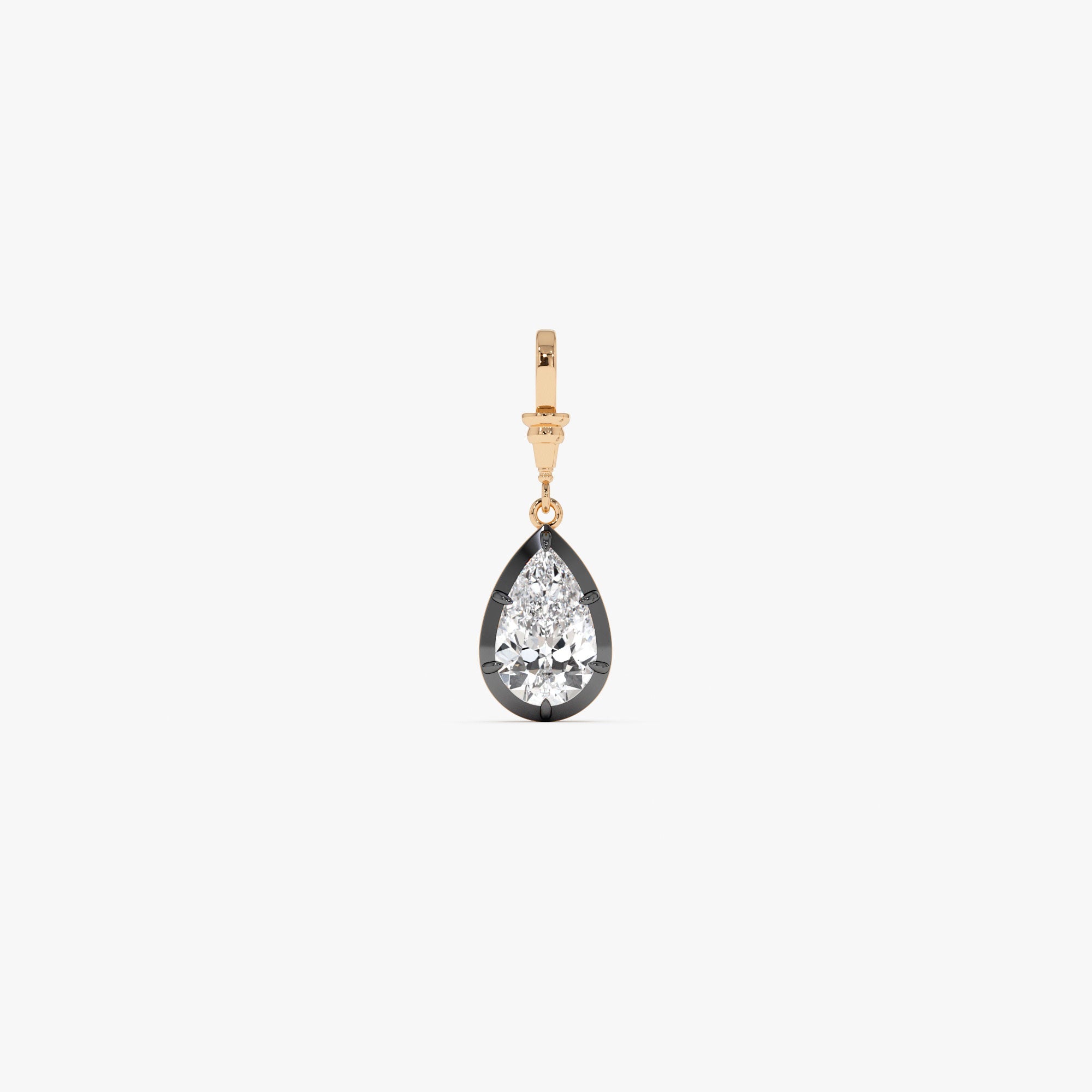 OBFJ0274 - 2 CTW 14K Vintage Inspired Pear Shape Lab Grown Diamond Charm - Mabel 4