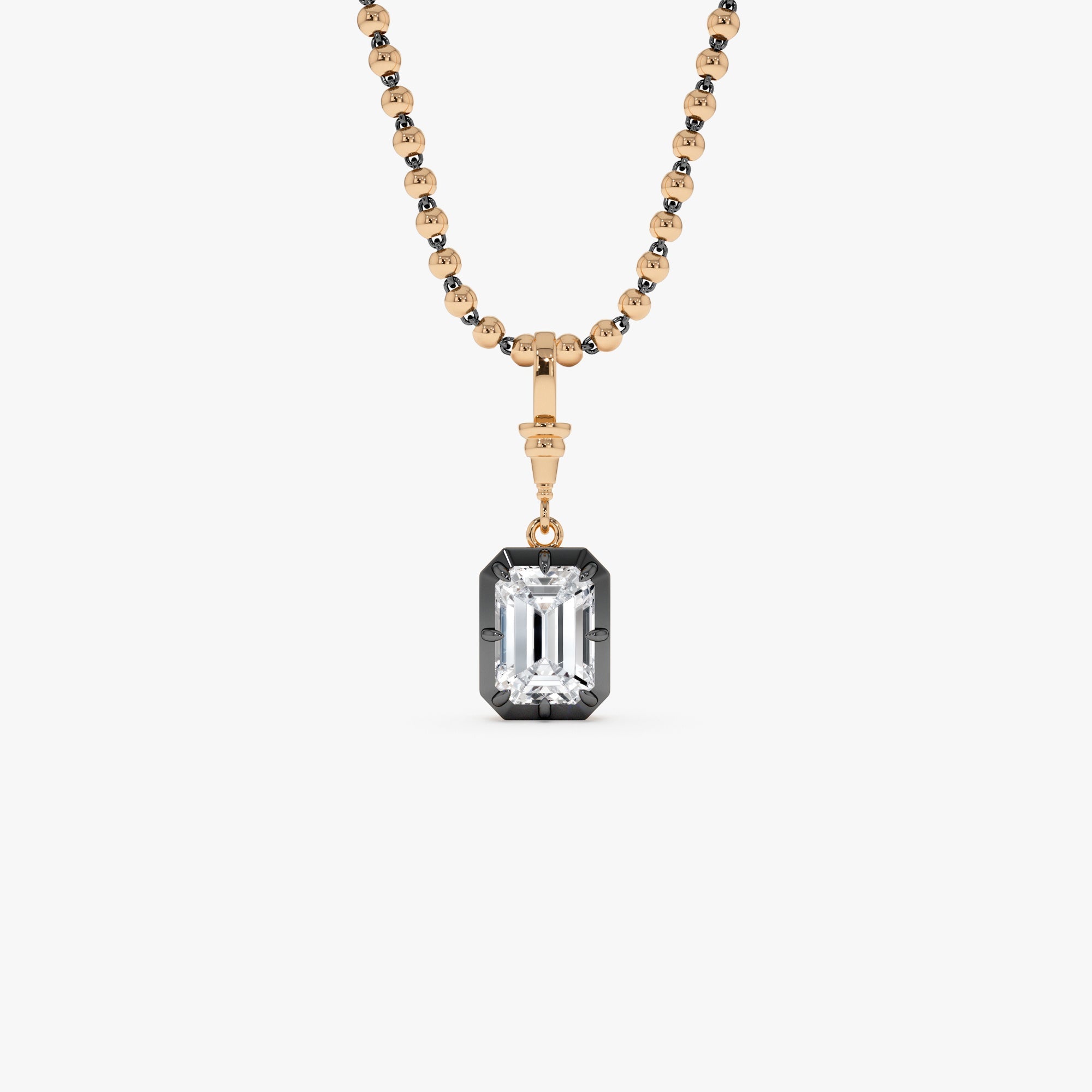 OBFJ0272 - 2 CTW 14K Vintage Inspired Emerald Cut Lab Grown Diamond Charm - Mabel 2
