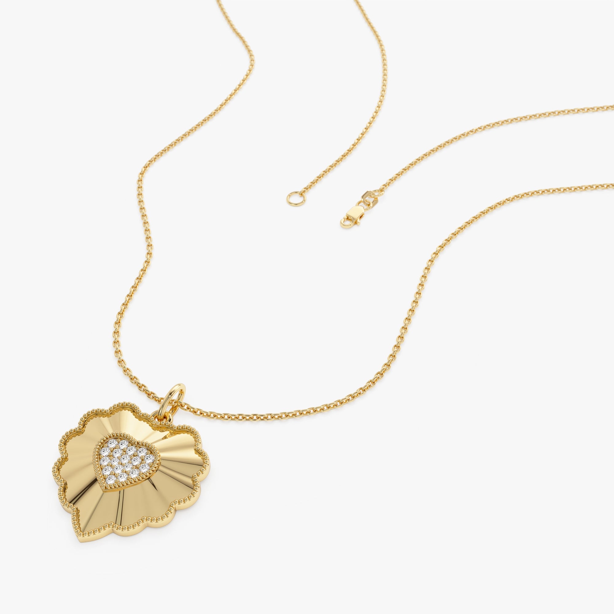 OBFJ0301 - 14k Diamond Heart Medallion Charm 3