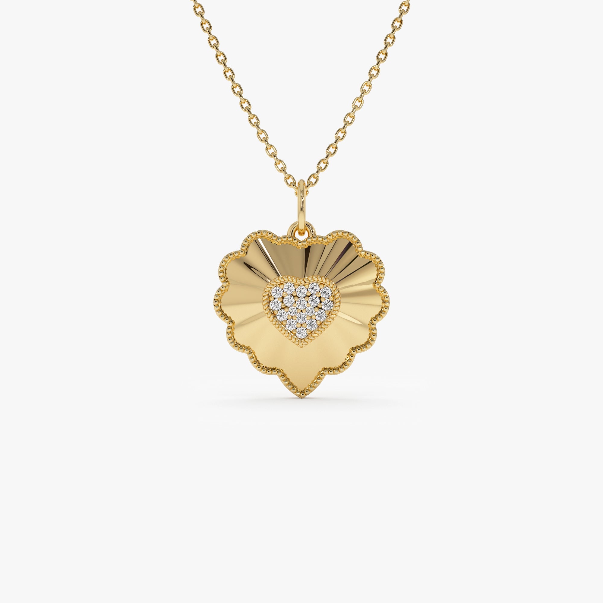 OBFJ0301 - 14k Diamond Heart Medallion Charm 1