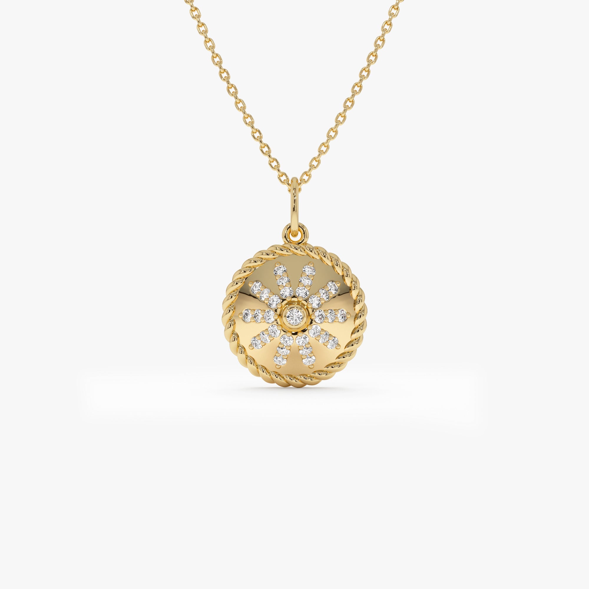 OBFJ0306 - 14k Diamond Sunburst Medallion Charm 1