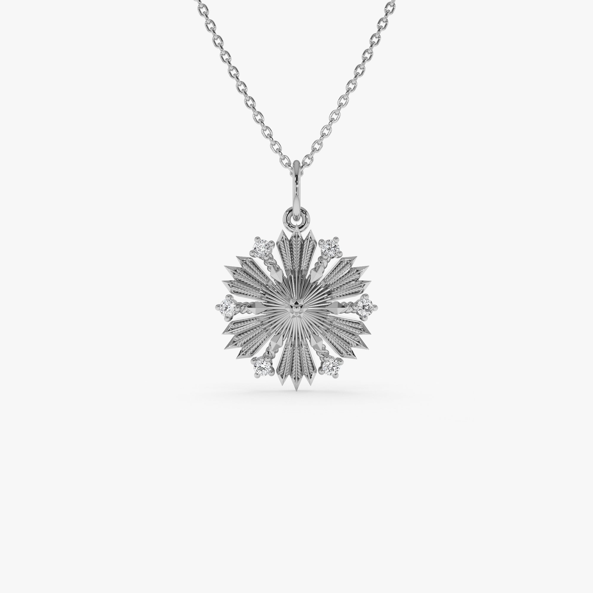 OBFJ0304 - 14k Unique Diamond Sunburst Charm 2