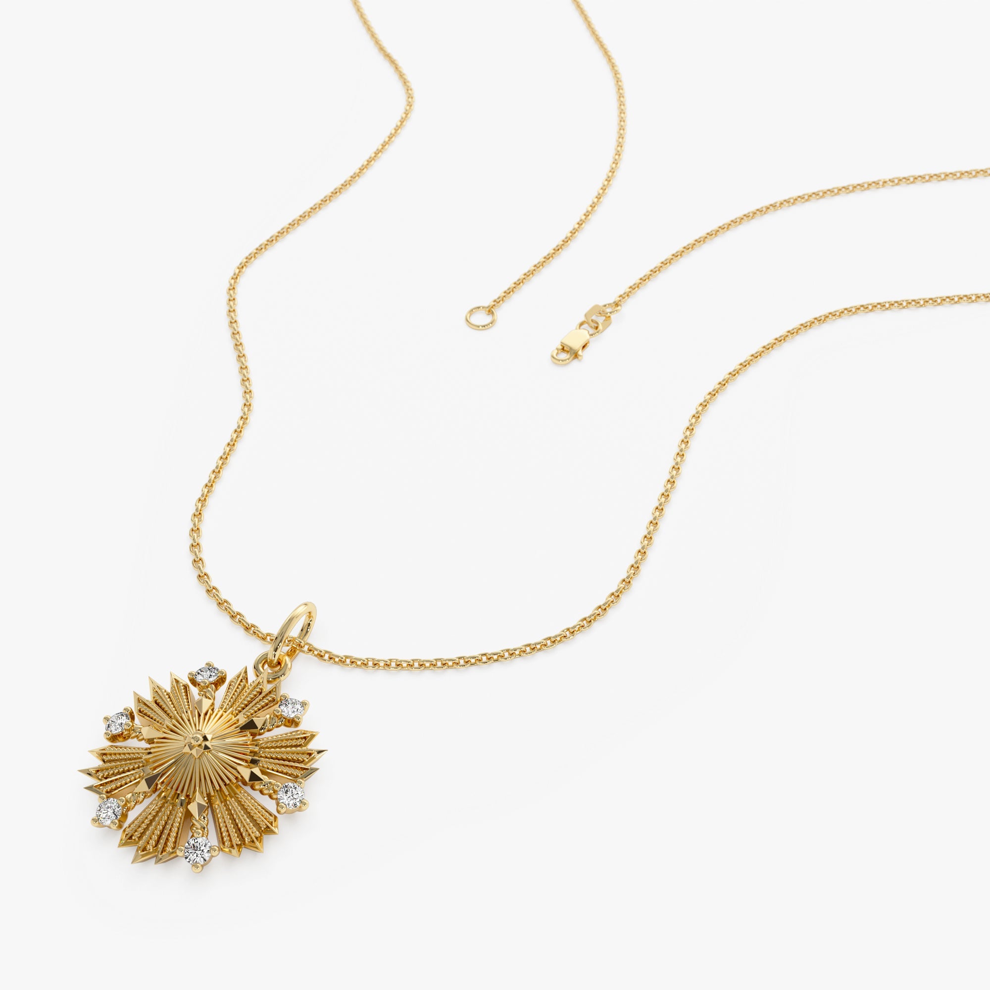 OBFJ0304 - 14k Unique Diamond Sunburst Charm 3