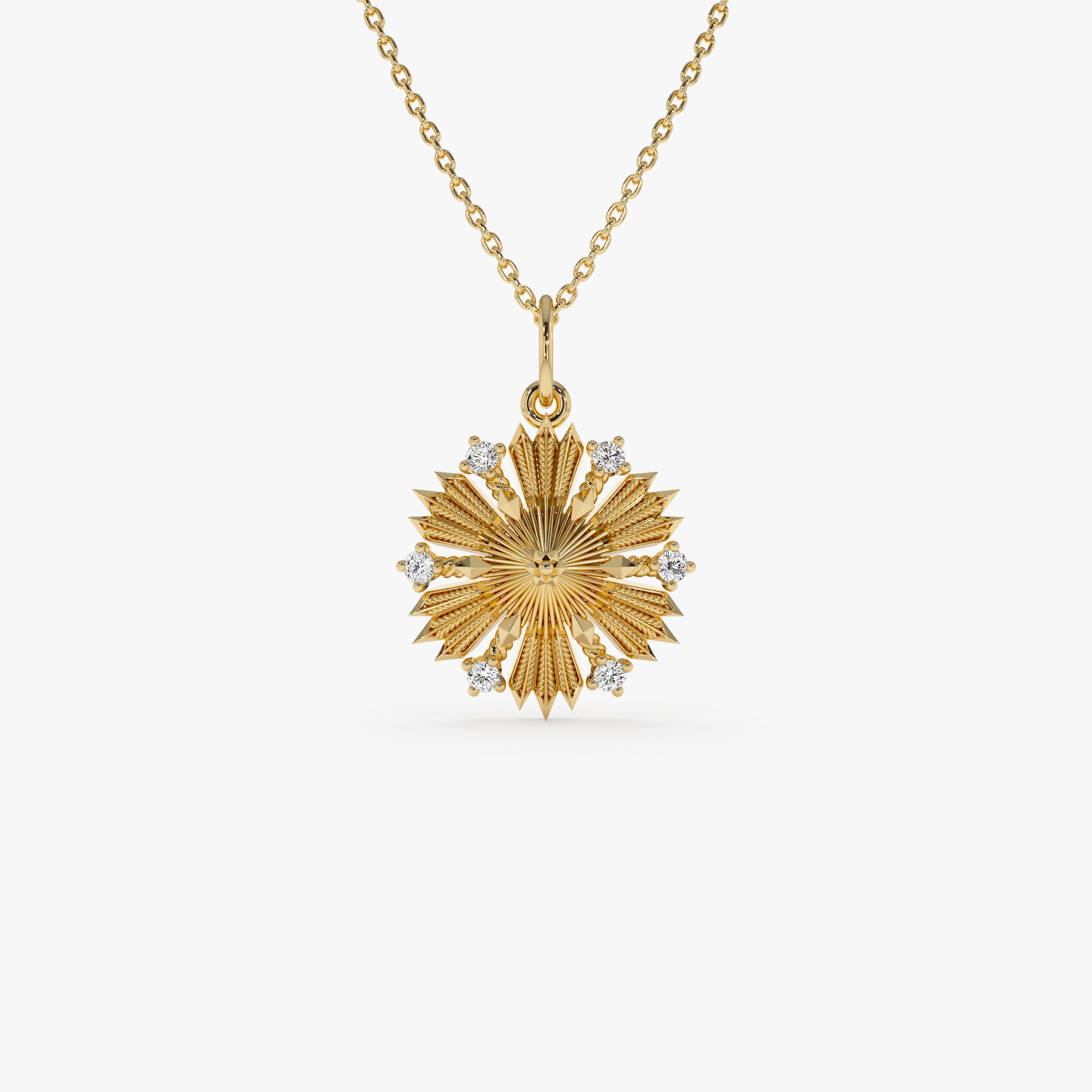 OBFJ0304 - 14k Unique Diamond Sunburst Charm 1
