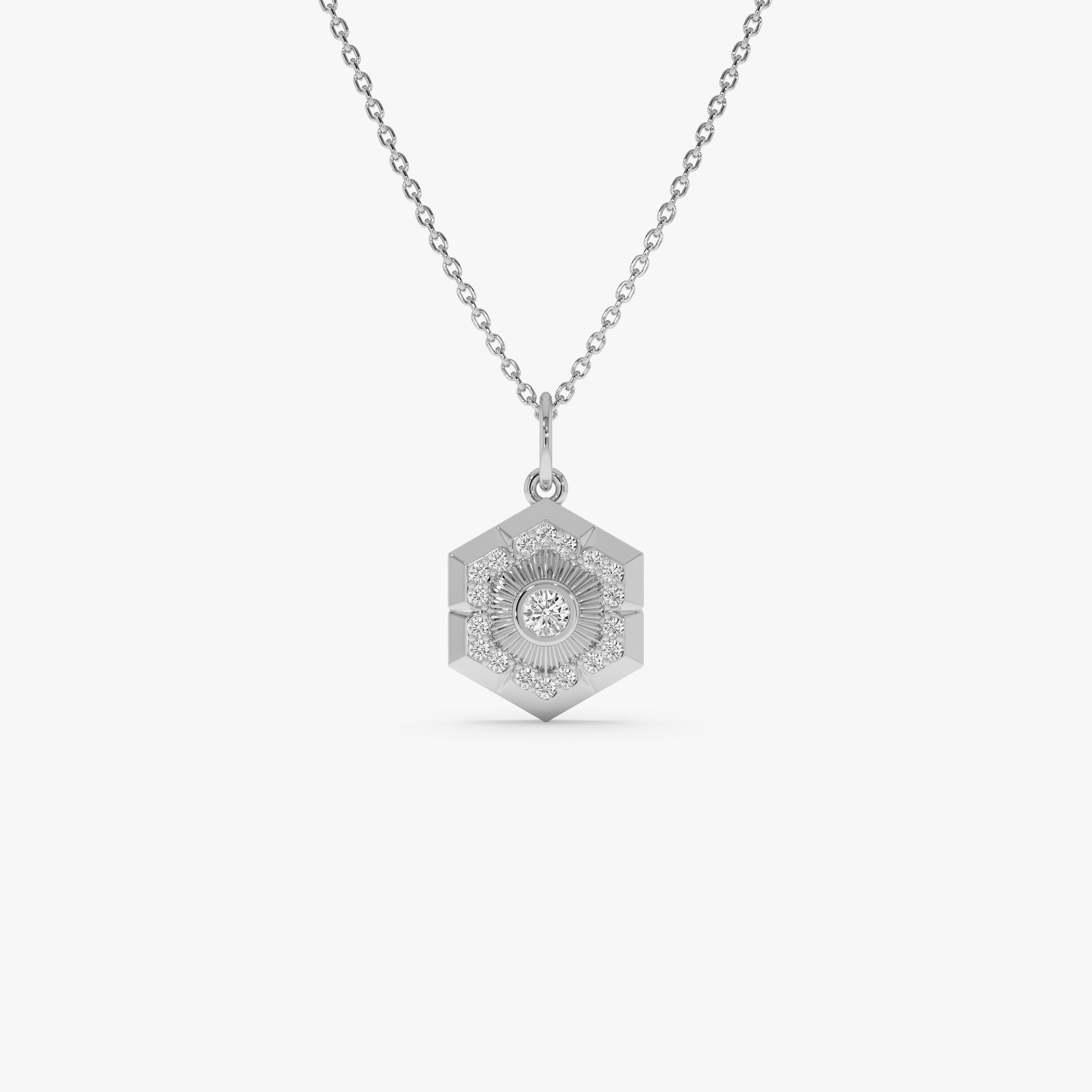 OBFJ0303 - 14k Diamond Hexagon Charm 2