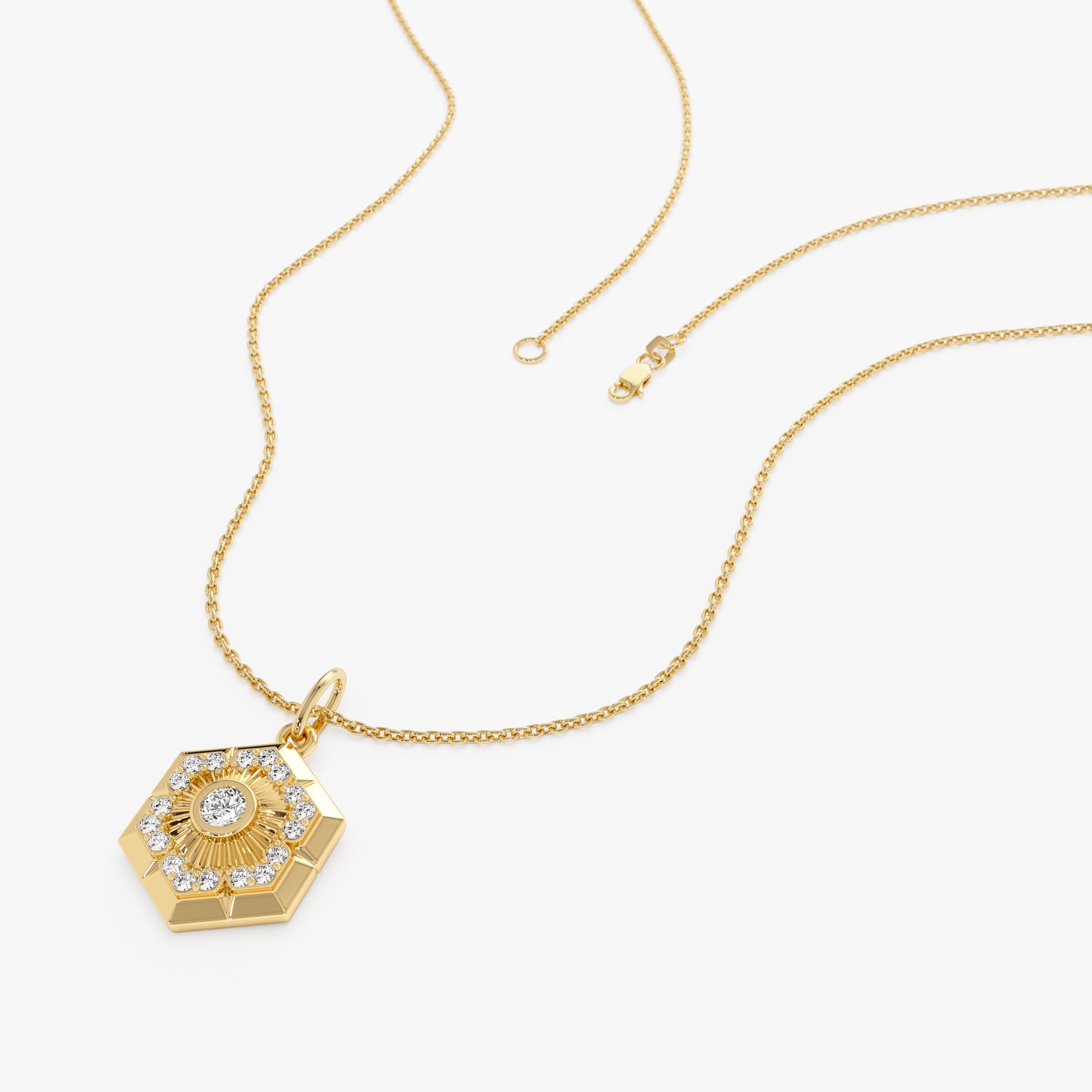 OBFJ0303 - 14k Diamond Hexagon Charm 4