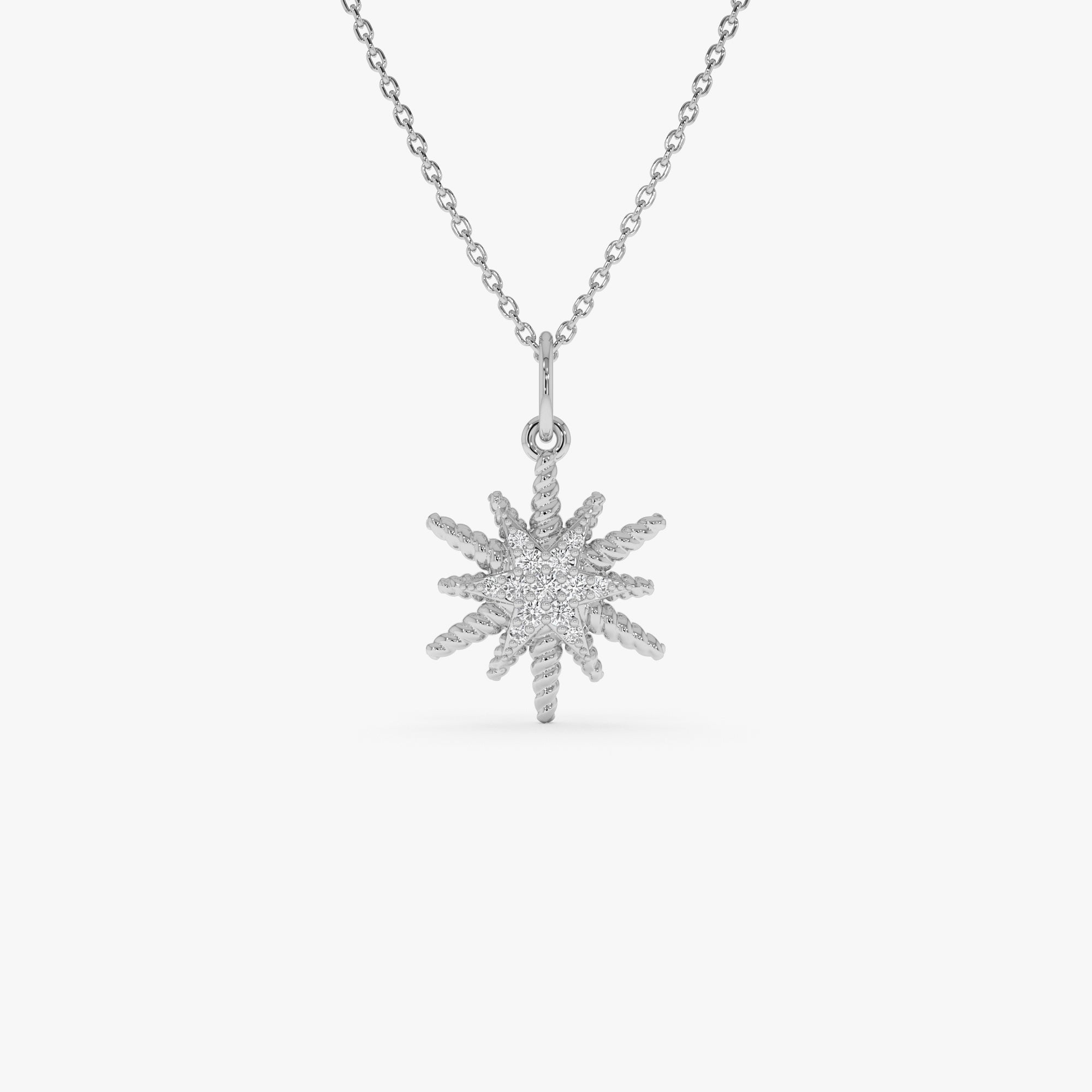 OBFJ0309 - 14k Twisted Gold Diamond Starburst Charm 2