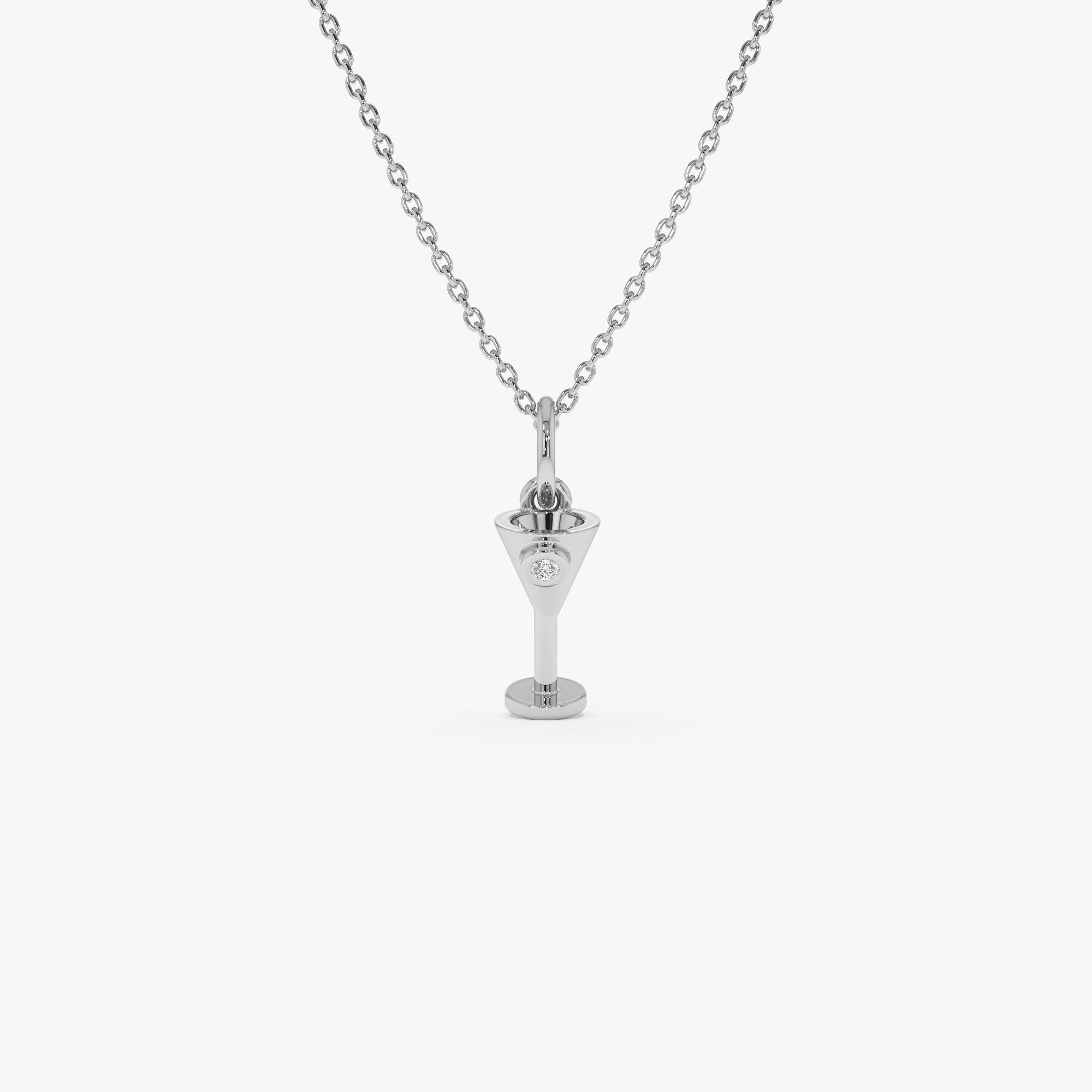 OBFJ0313 - 14k Martini Glass Charm Necklace with a Diamond 2