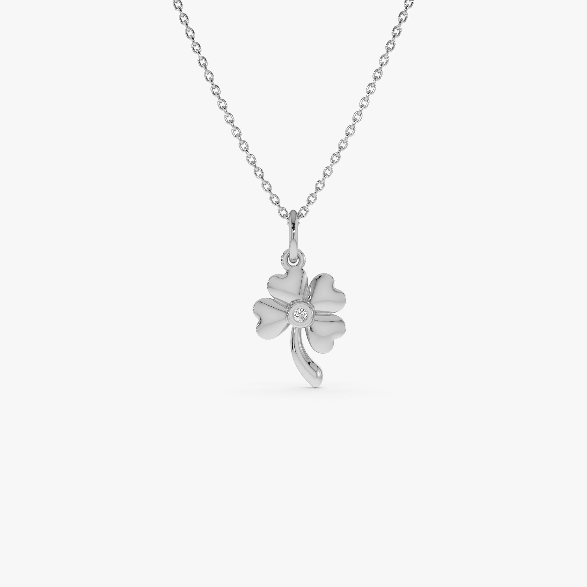 OBFJ0311 - 14k Four Leaf Clover Charm with a Diamond 2