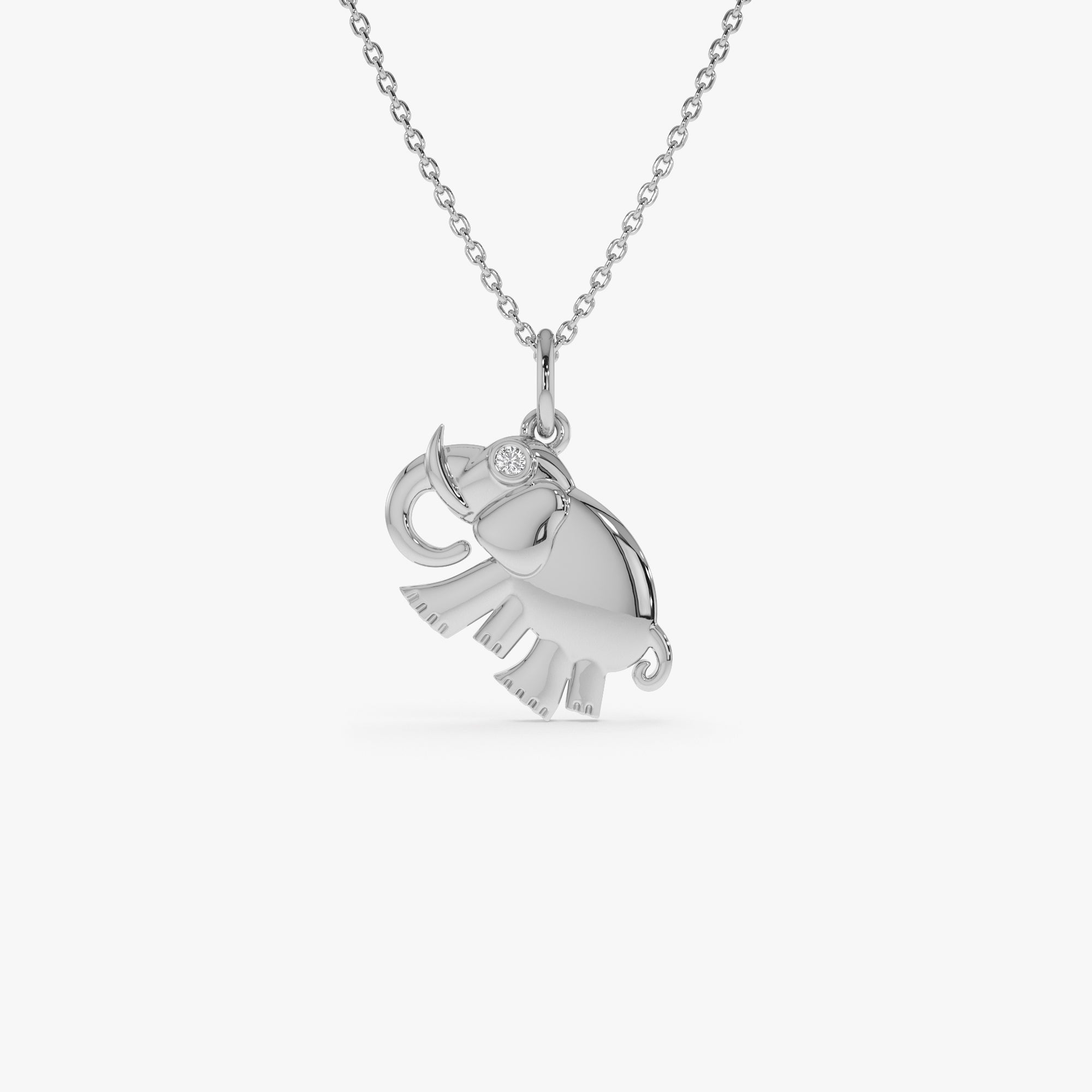 OBFJ0317 - 14k Elephant Charm Necklace with Natural Diamond 2