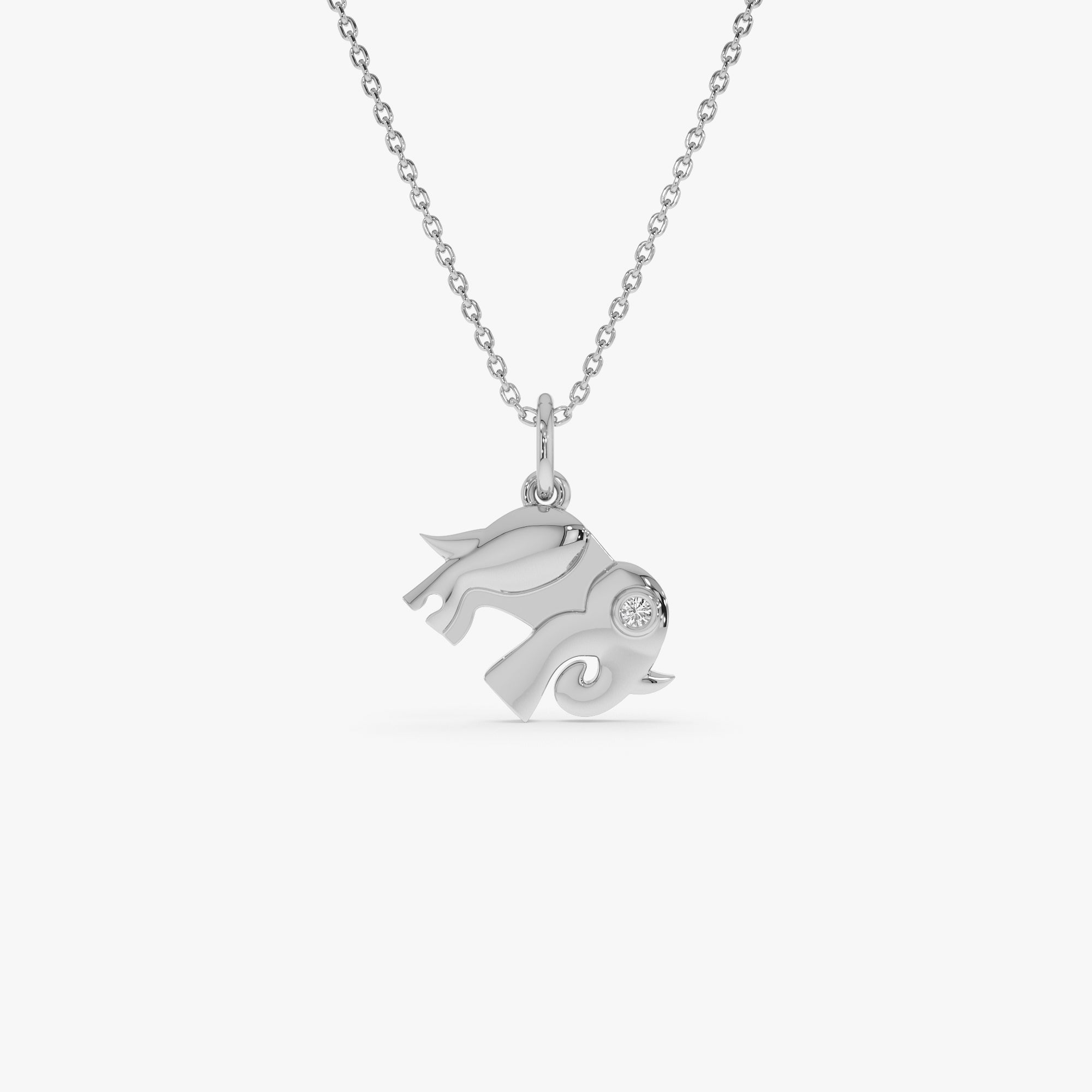 OBFJ0316 - 14k Lucky Elephant Charm Necklace with a Diamond 2