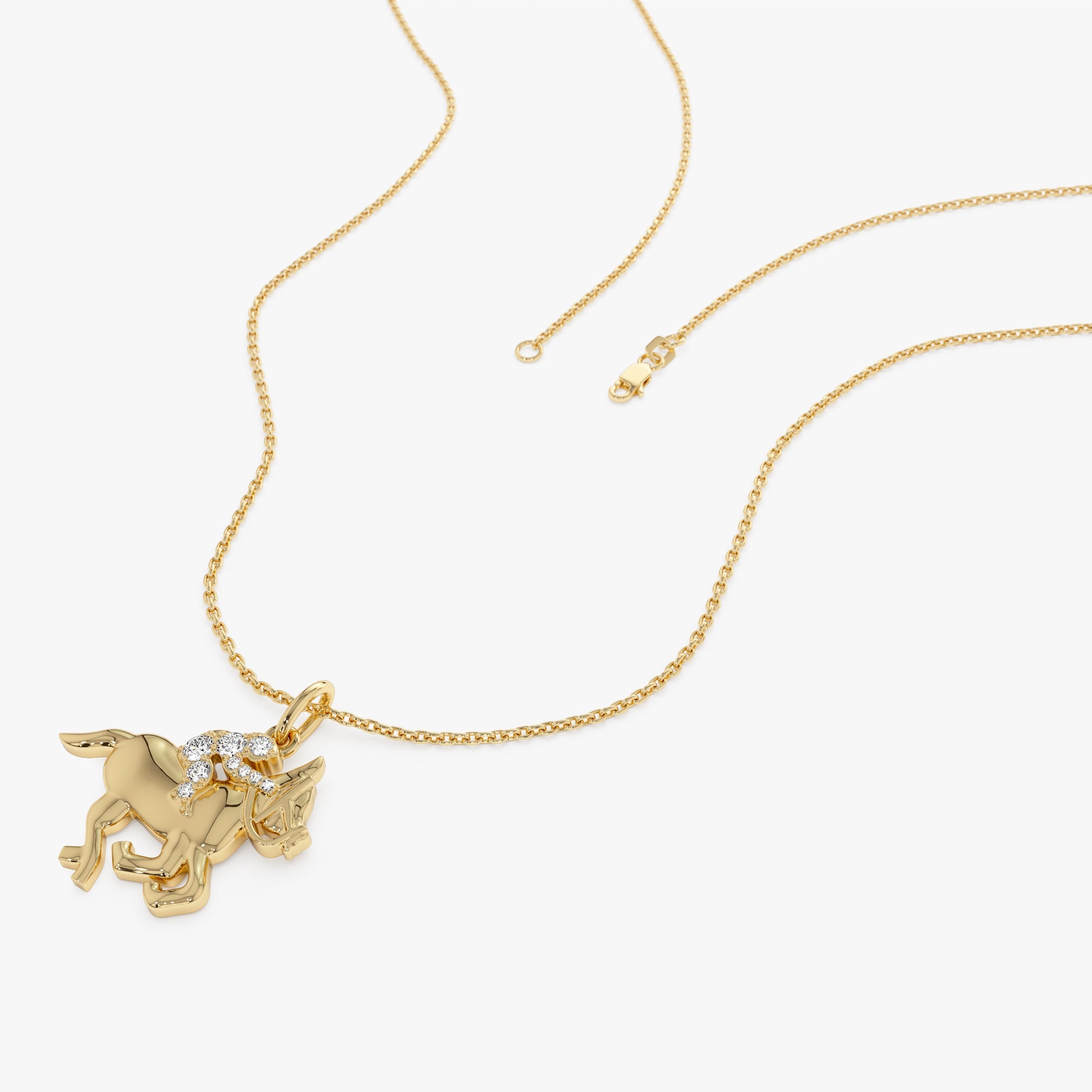 OBFJ0321 - 14k Diamond Horse Charm Necklace 3