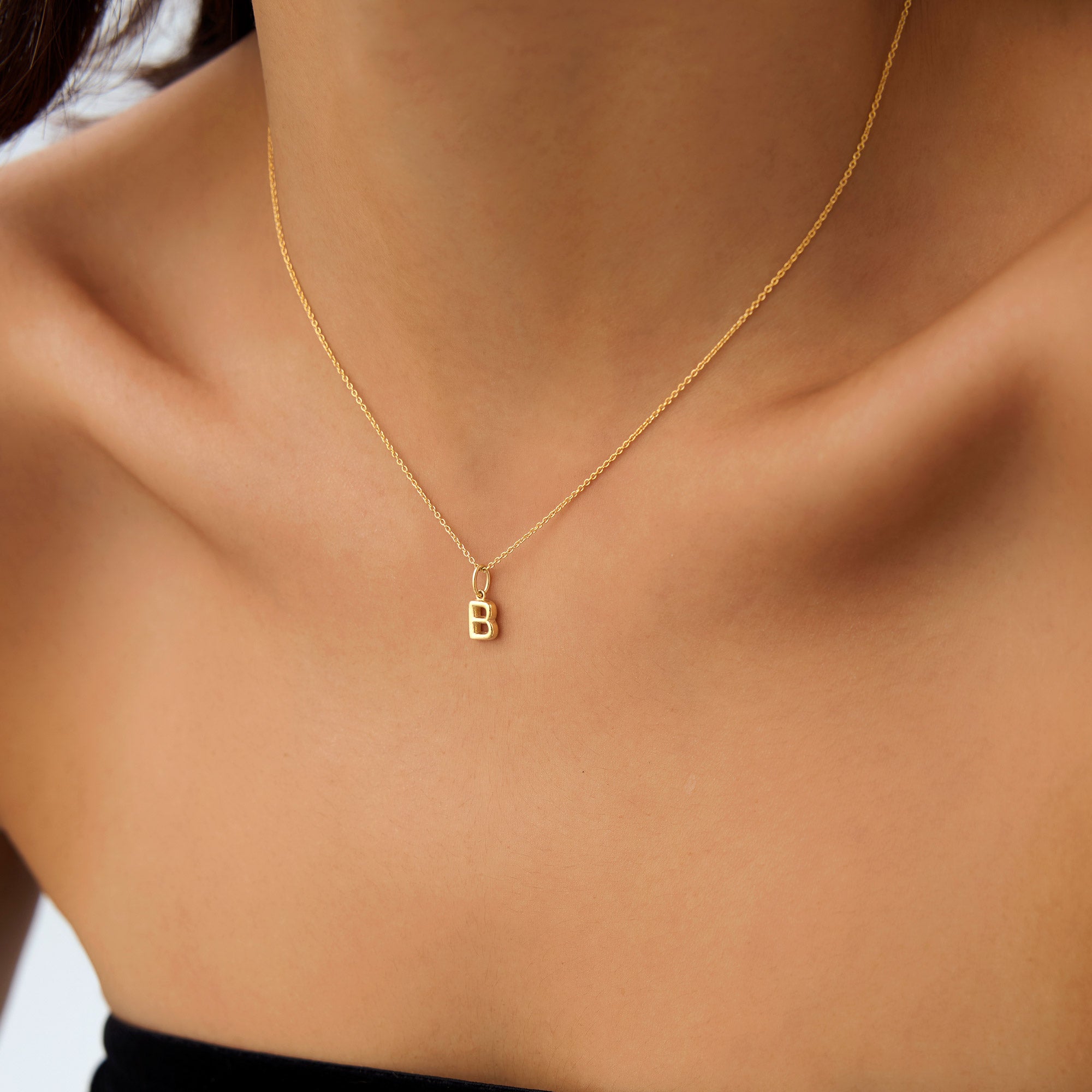 OBFJ0998 - 14K Bubble Letter Necklace 6