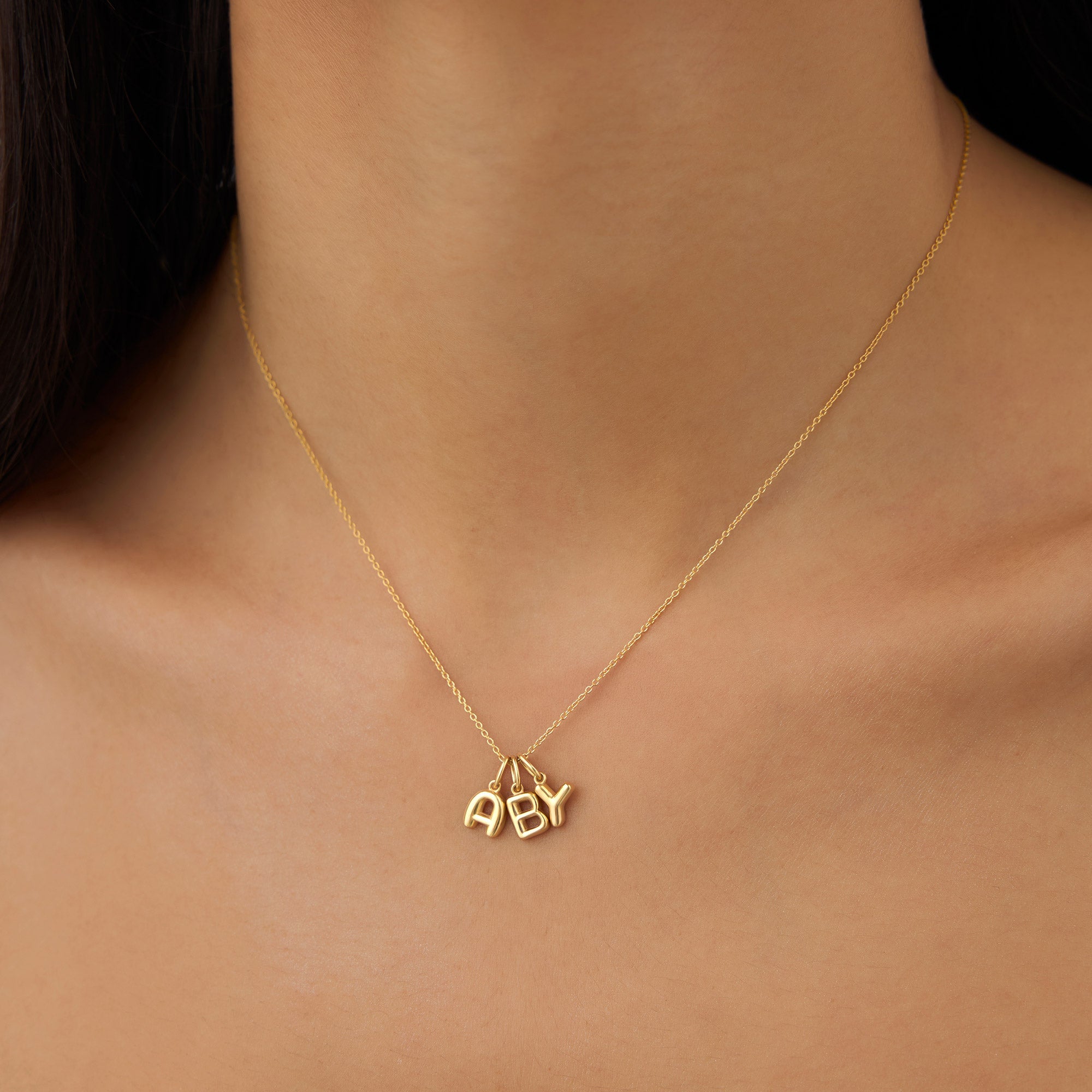 OBFJ0998 - 14K Bubble Letter Necklace 4
