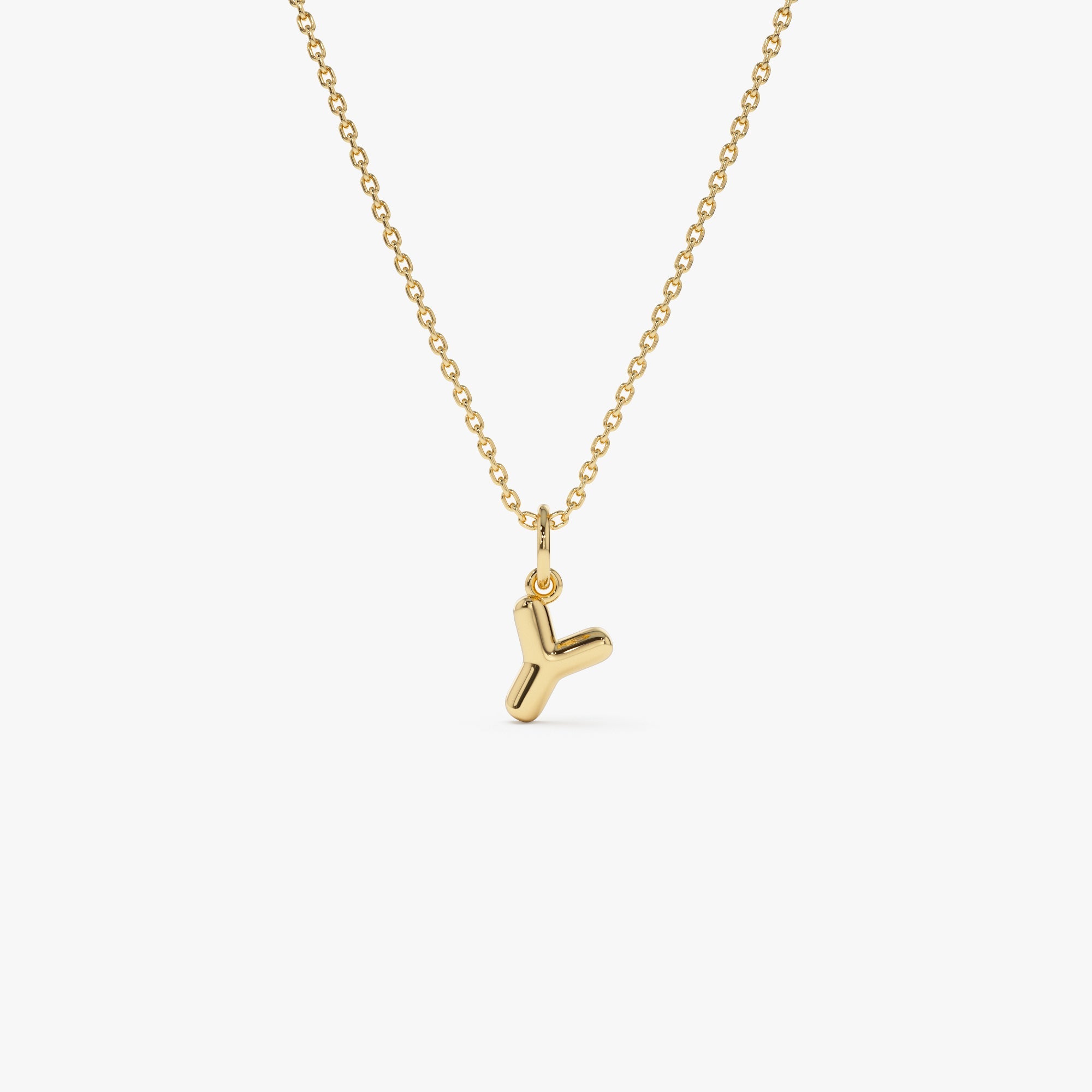 OBFJ0998 - 14K Bubble Letter Necklace 11