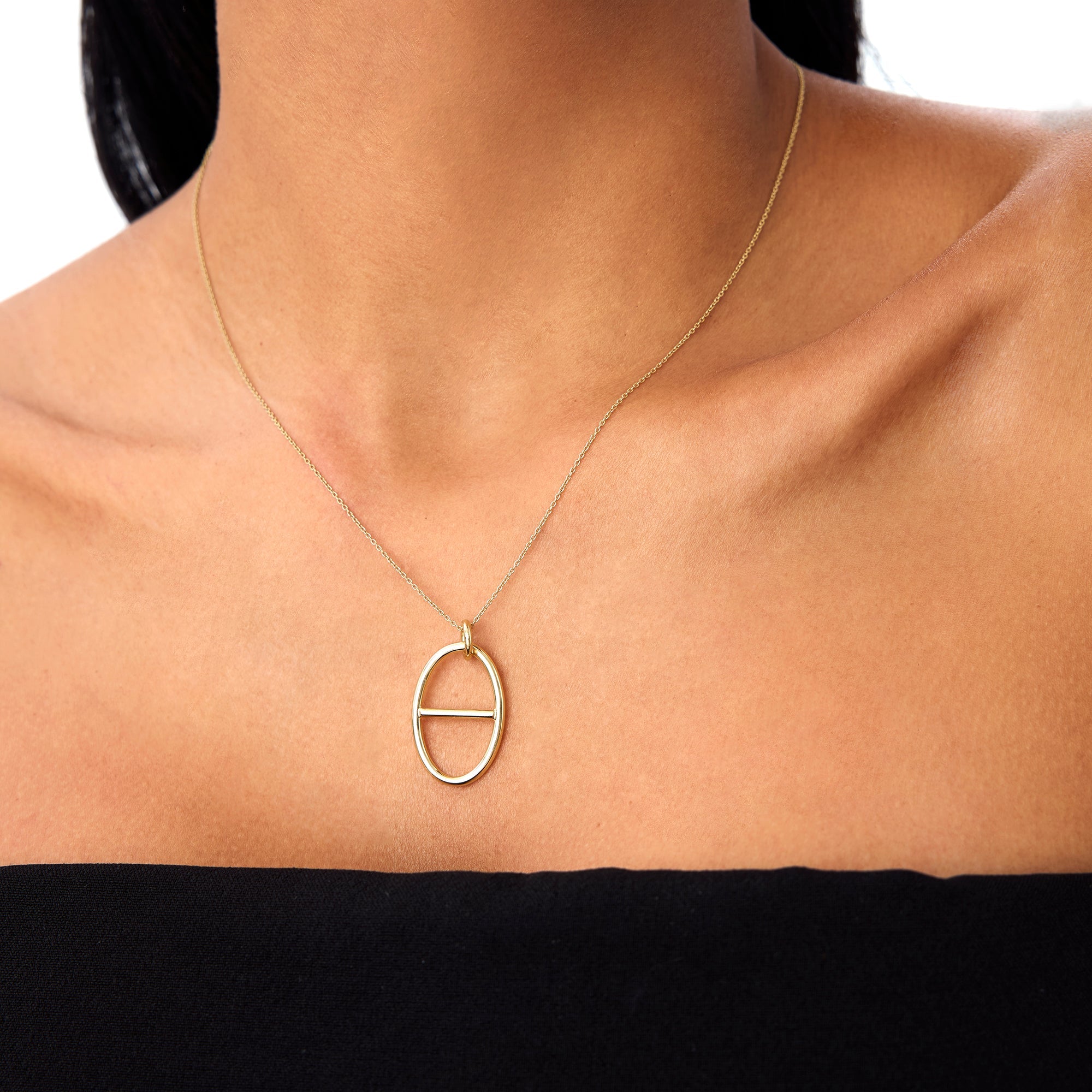 OBFJ0761 - 14k Minimalist Oval Pendant Necklace 6